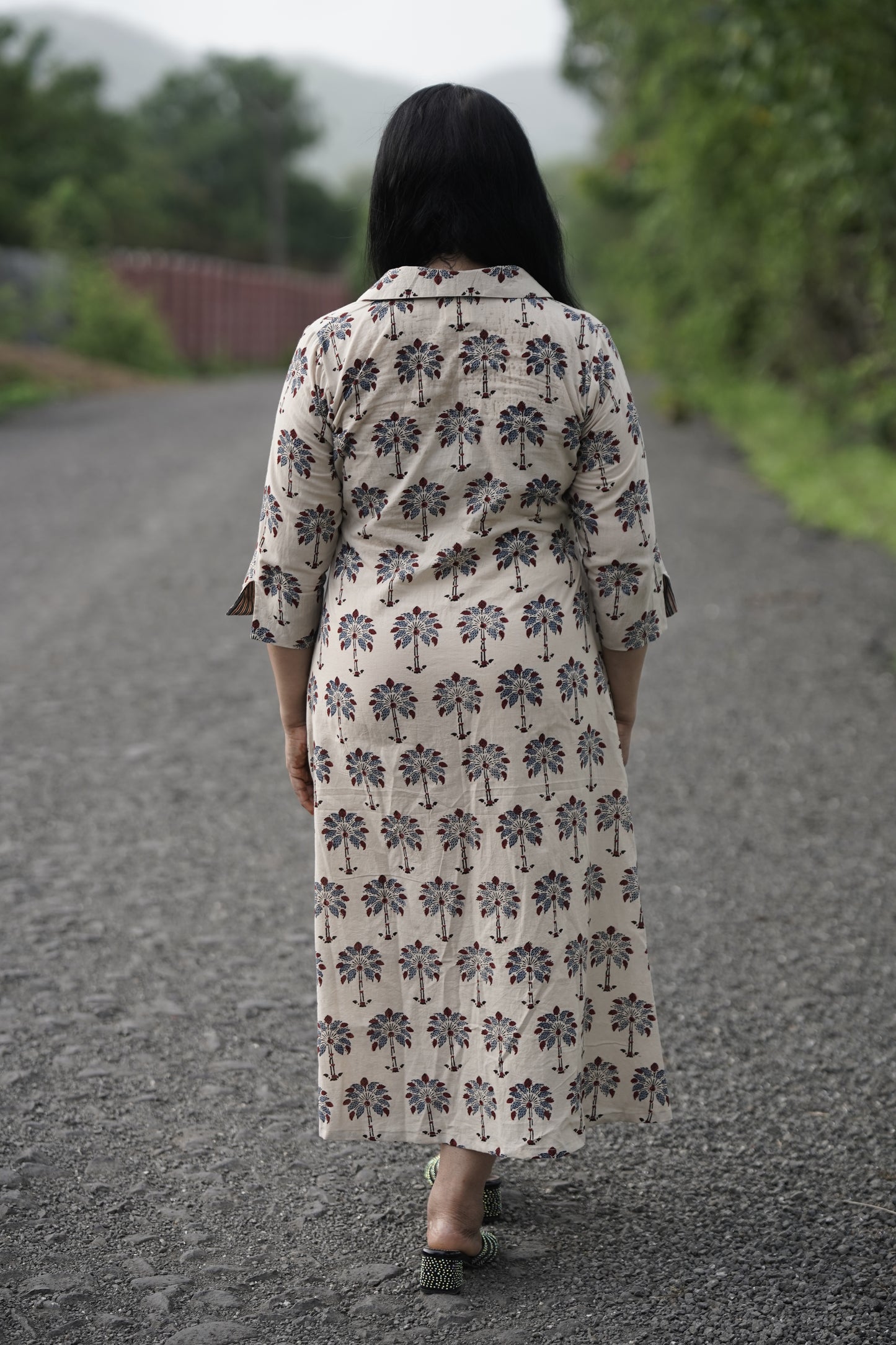 Ajrakh shirt collar dress