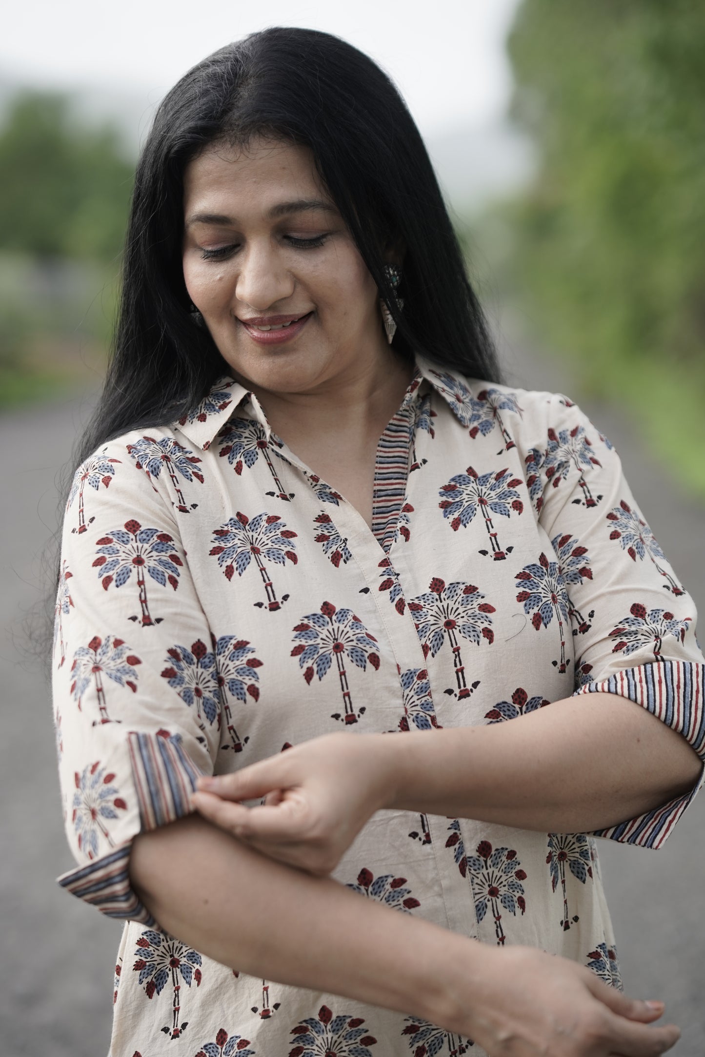 Ajrakh shirt collar dress
