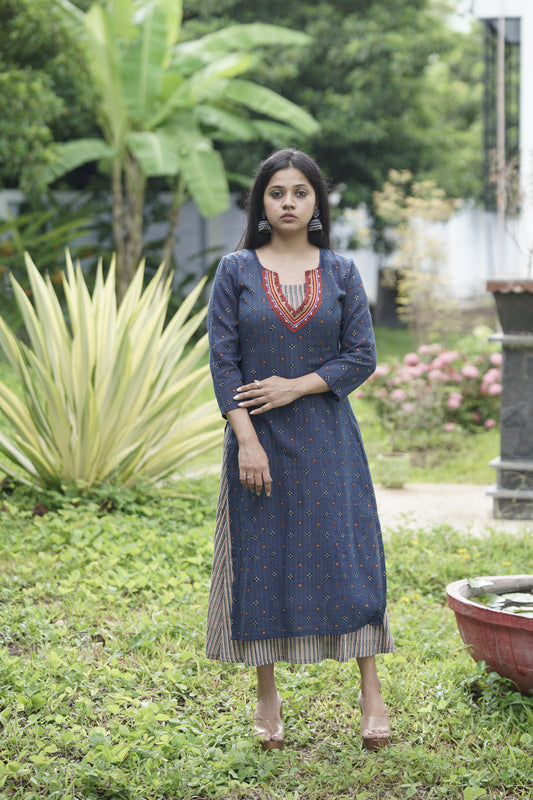 Deep V Layer Kurta With Underdress.