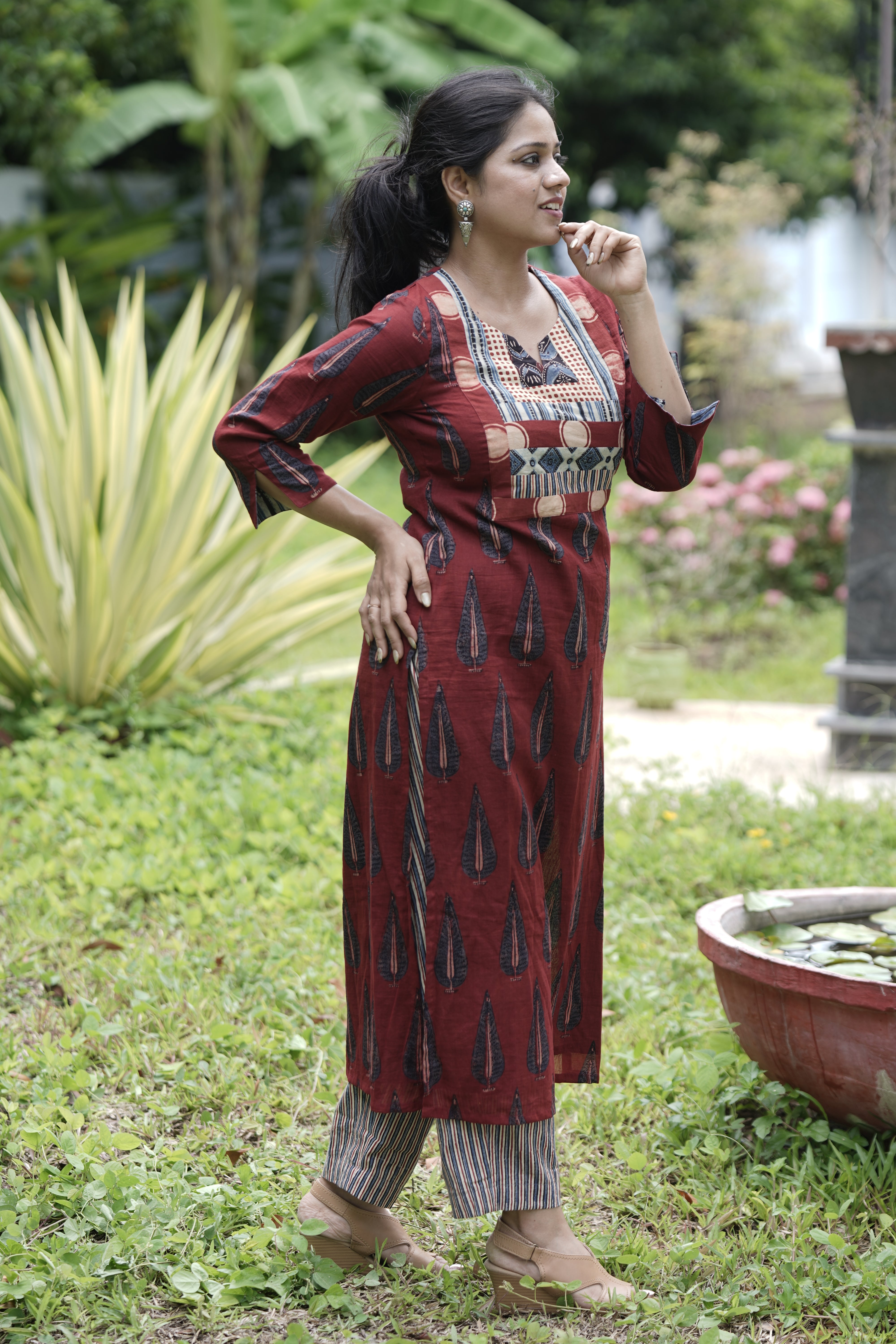 Long Straight Fit Kurta with Patch work