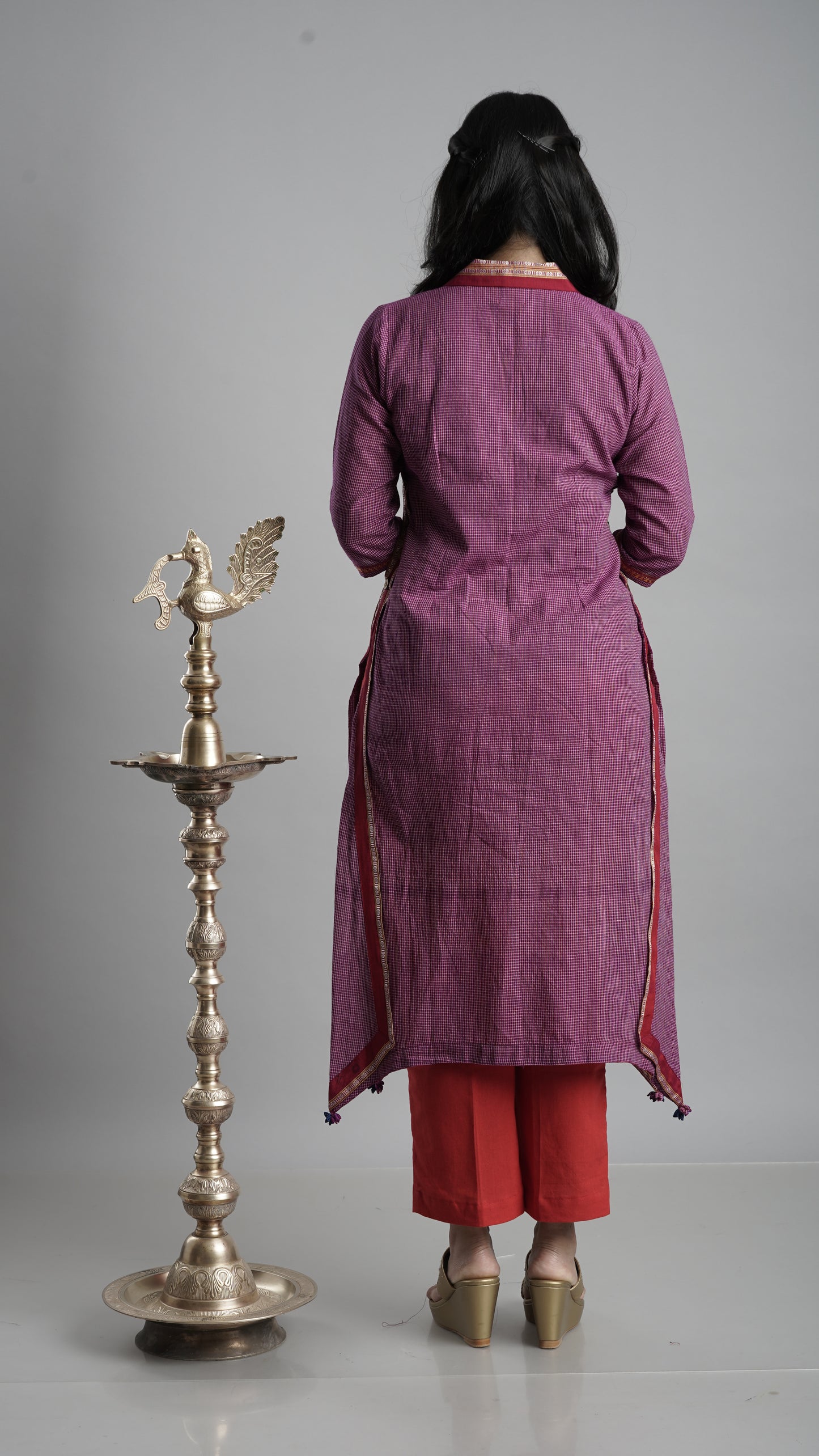 Collar A- line kurta - Purple