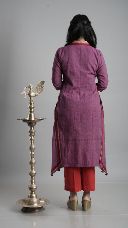 Collar A- line kurta - Purple