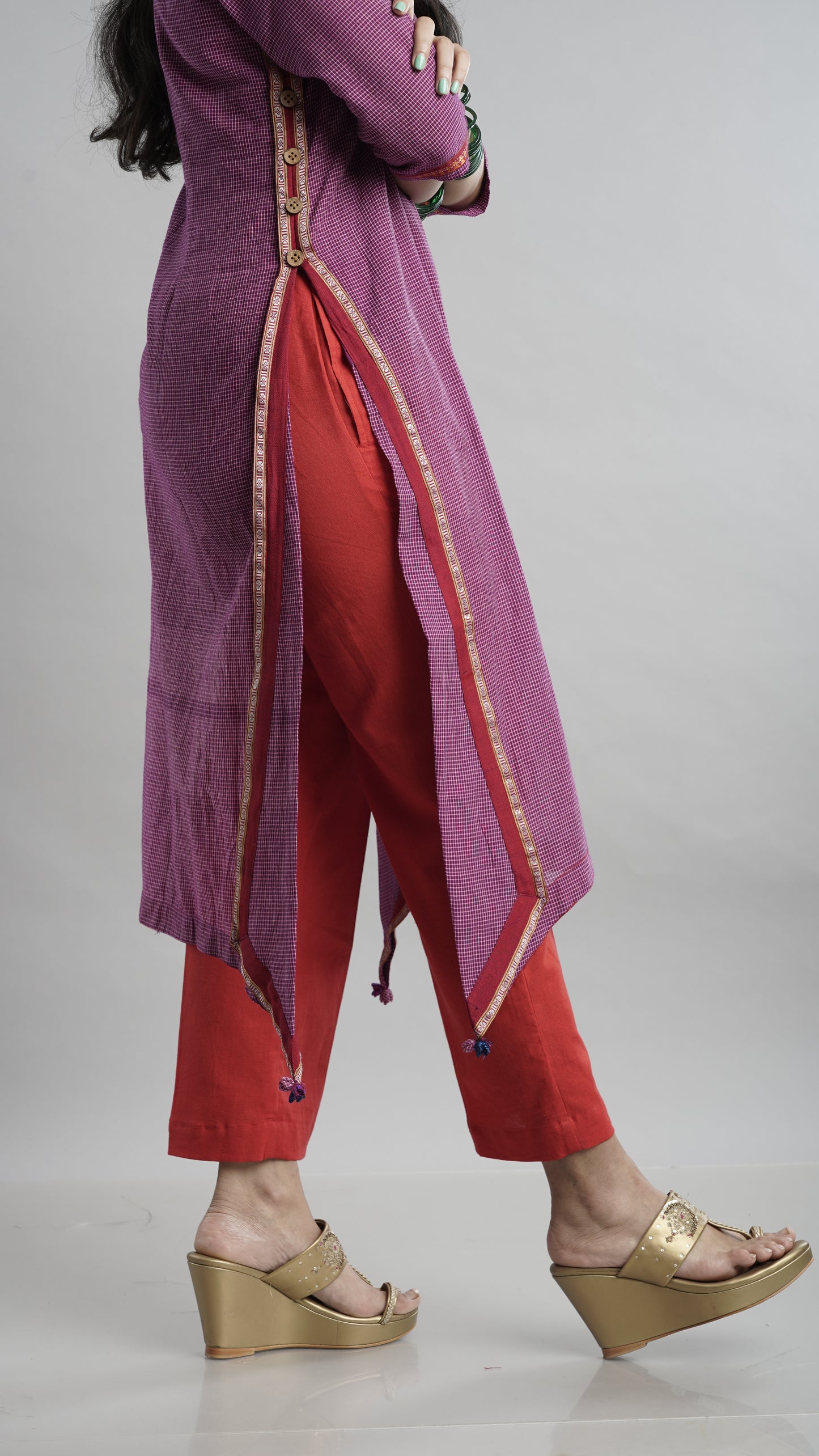 Collar A- line kurta - Purple