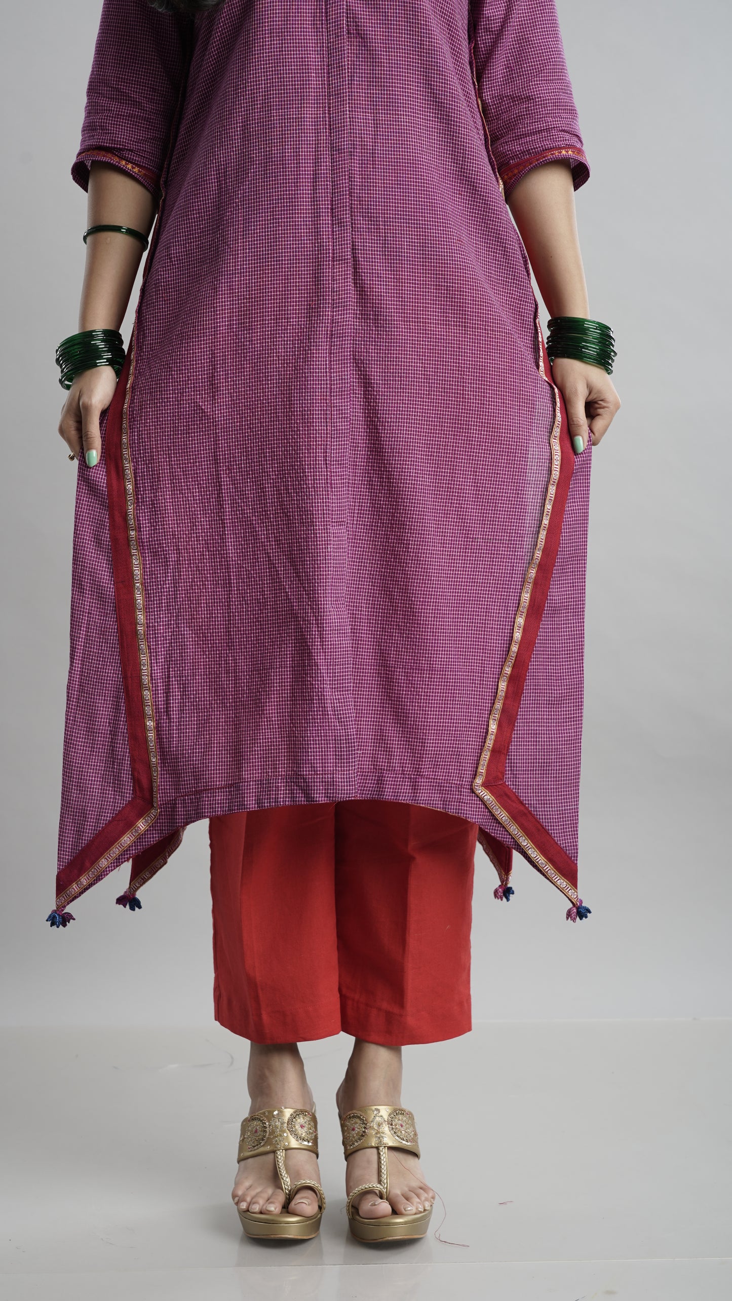 Collar A- line kurta - Purple