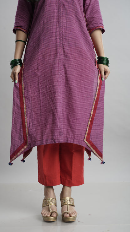 Collar A- line kurta - Purple