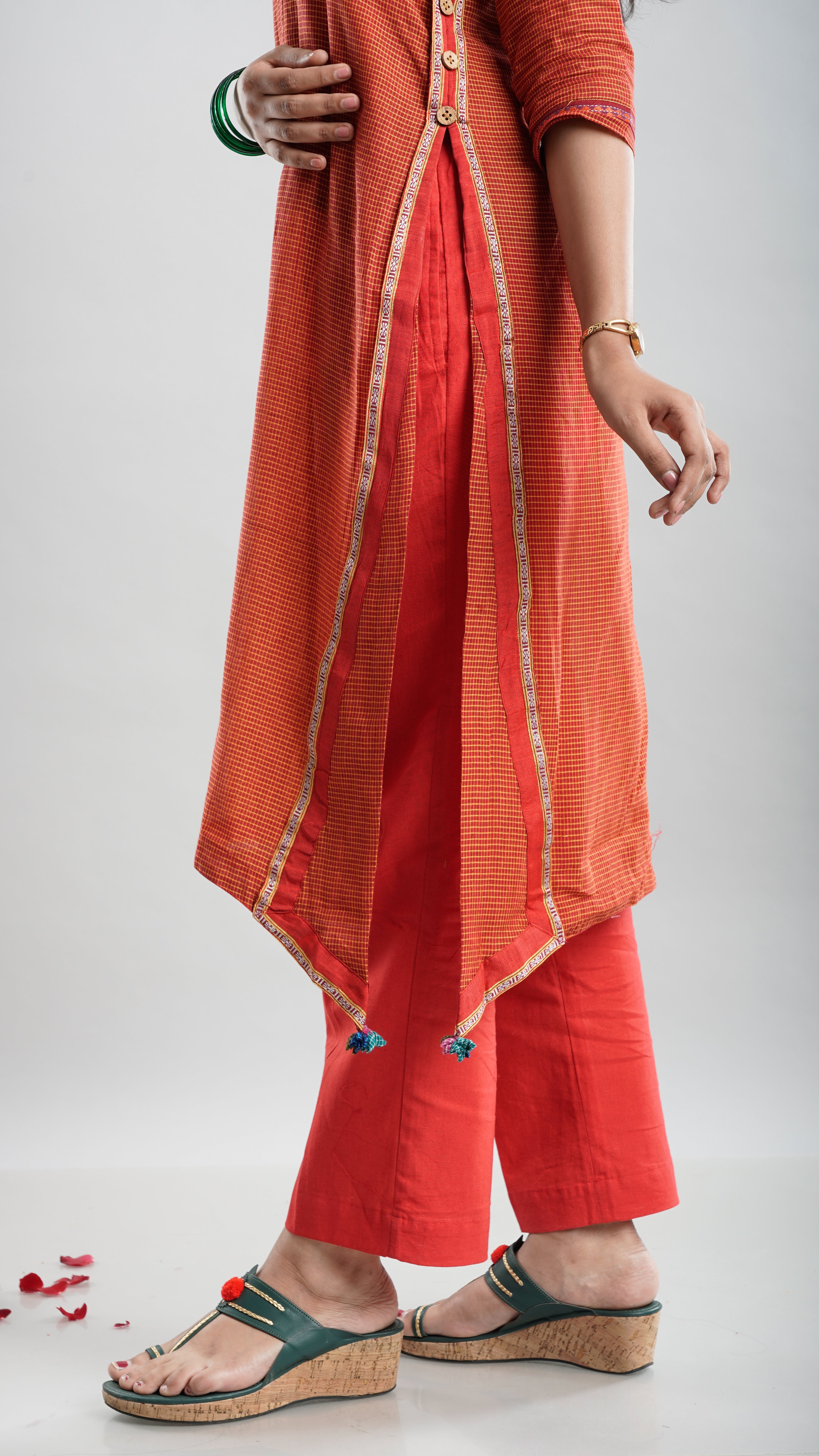 Collar A- line kurta - Orange