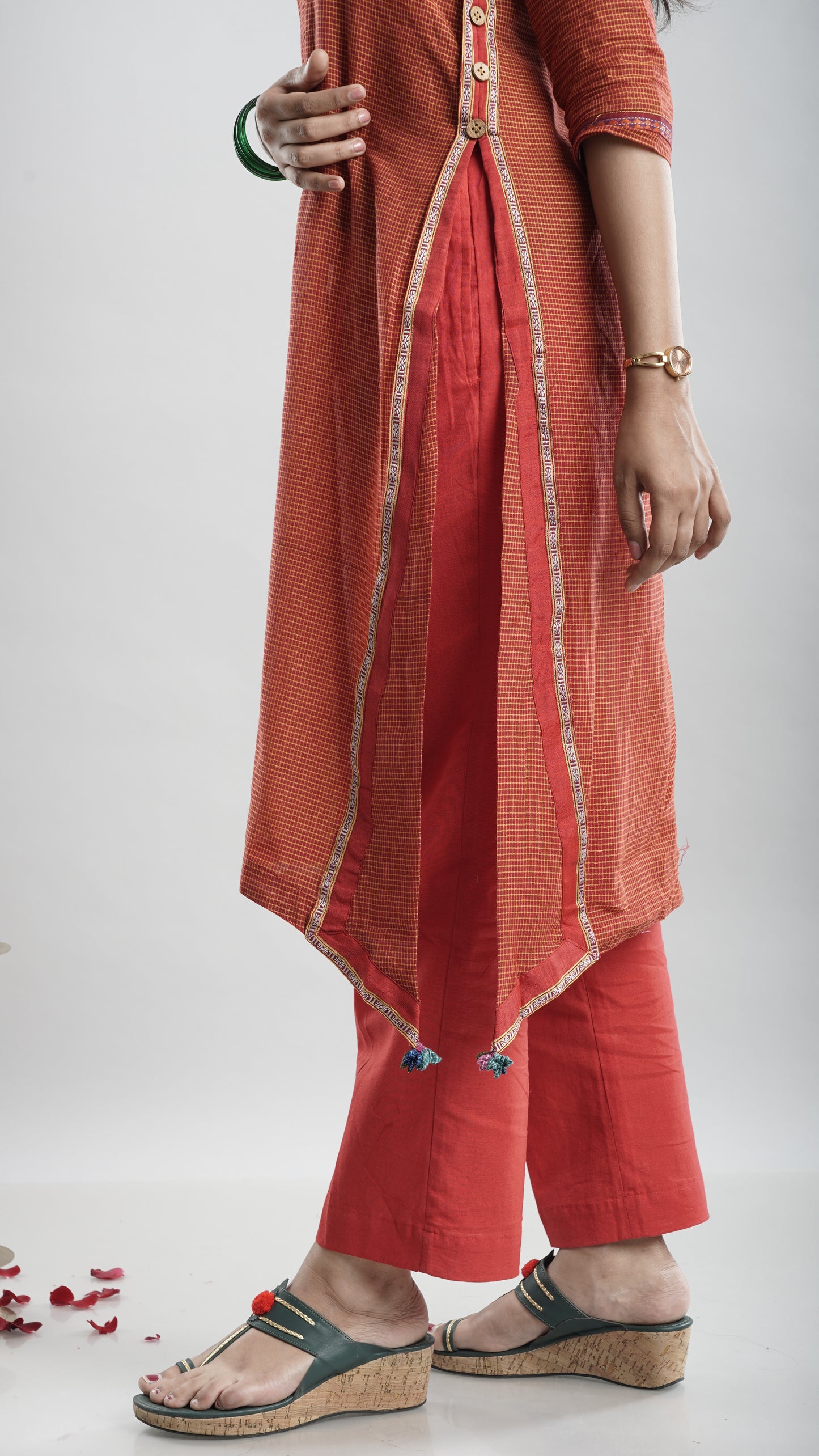 Collar A- line kurta - Orange