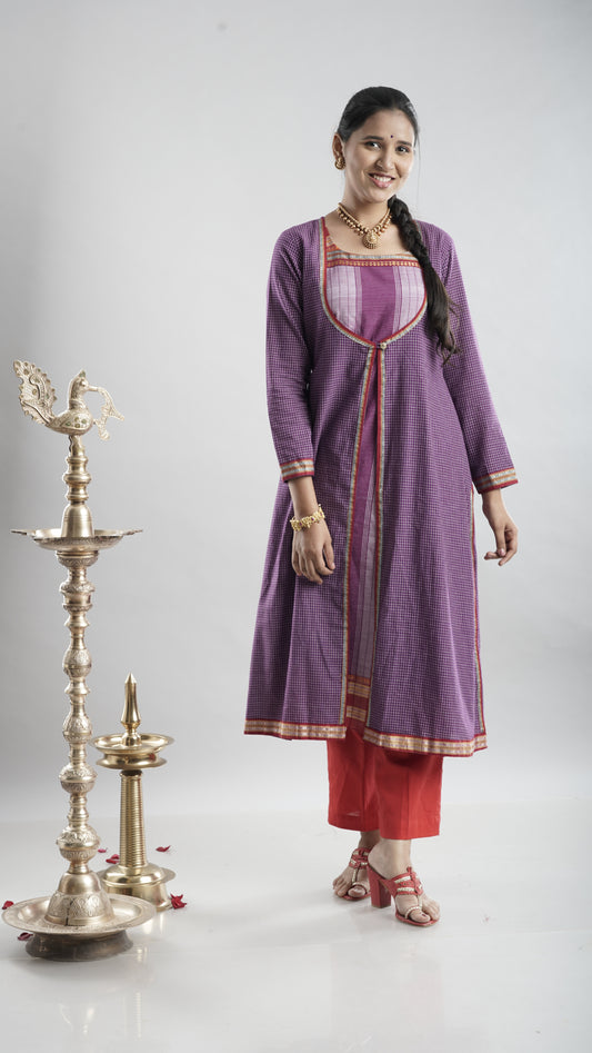 Ethnic Jacket Style Kurta - Purple