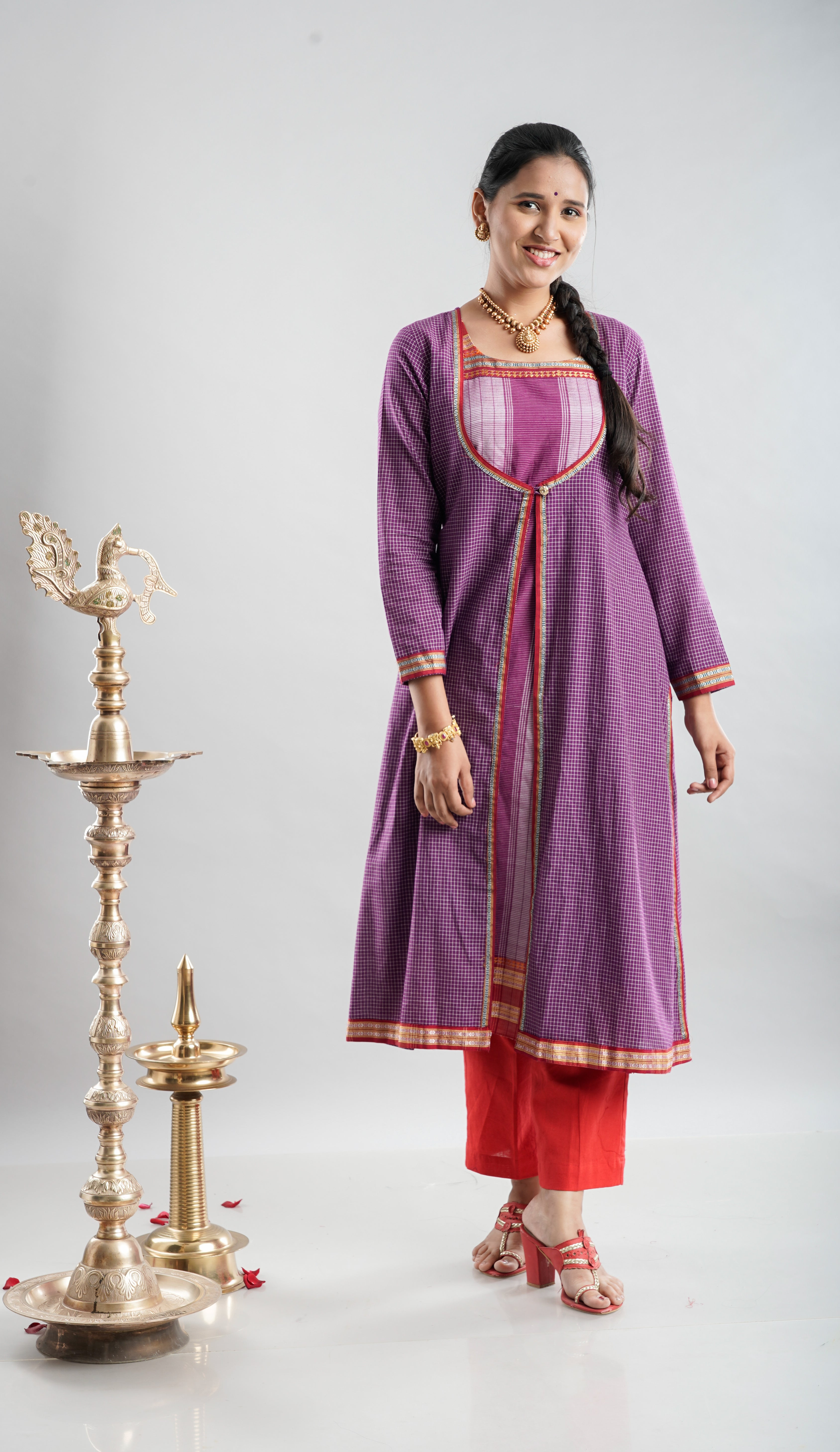 Ethnic Jacket Style Kurta - Purple