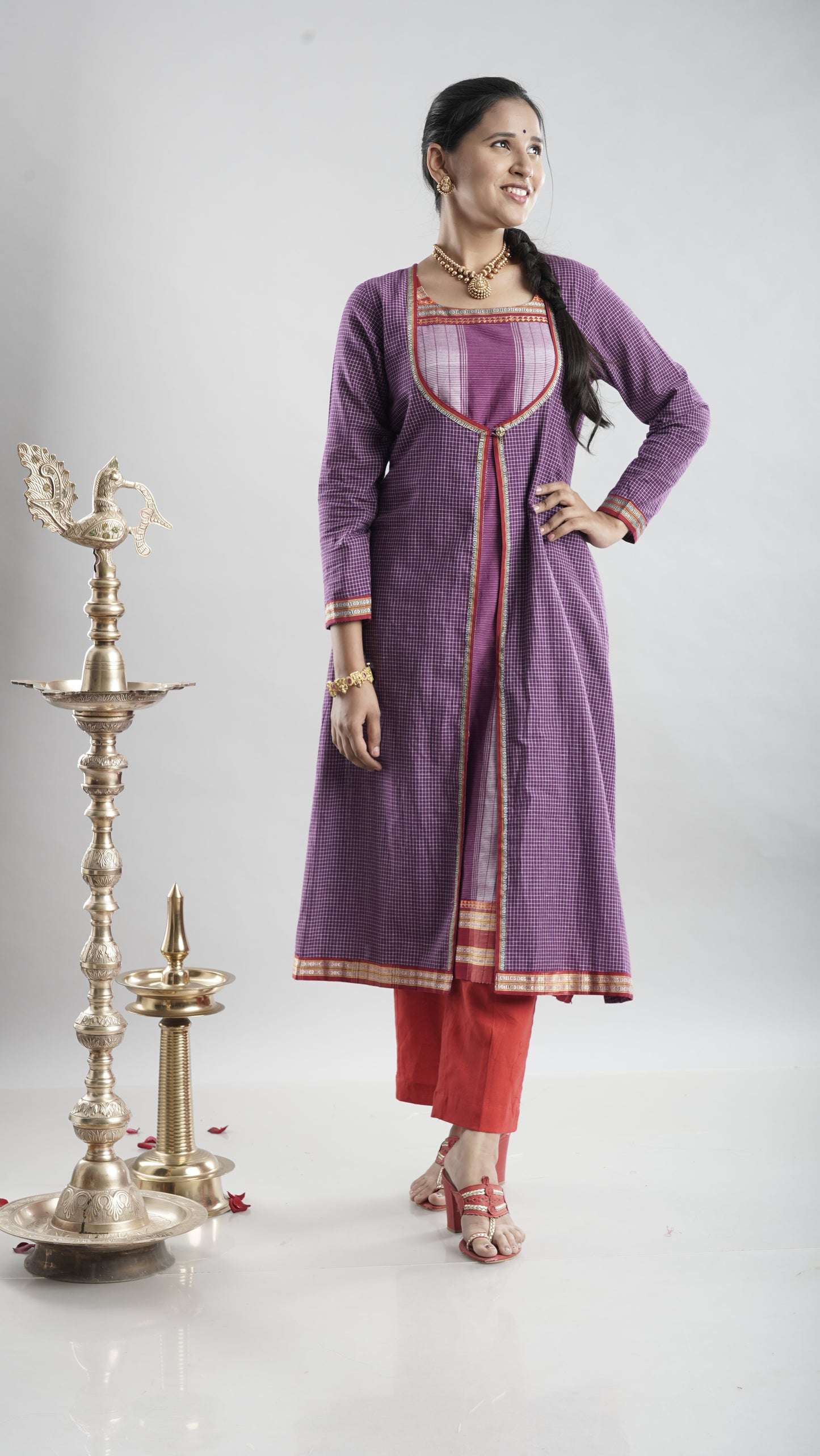 Ethnic Jacket Style Kurta - Purple