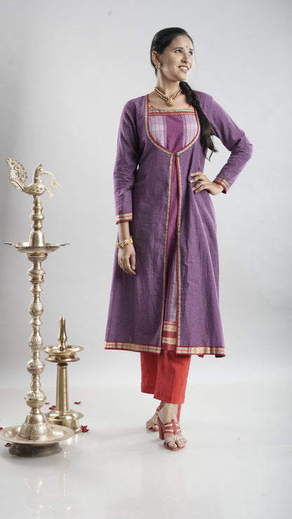 Ethnic Jacket Style Kurta - Purple