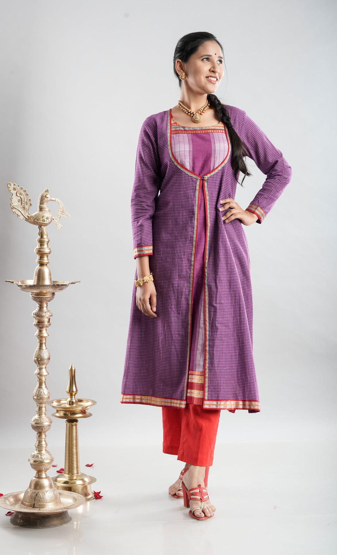 Ethnic Jacket Style Kurta - Purple
