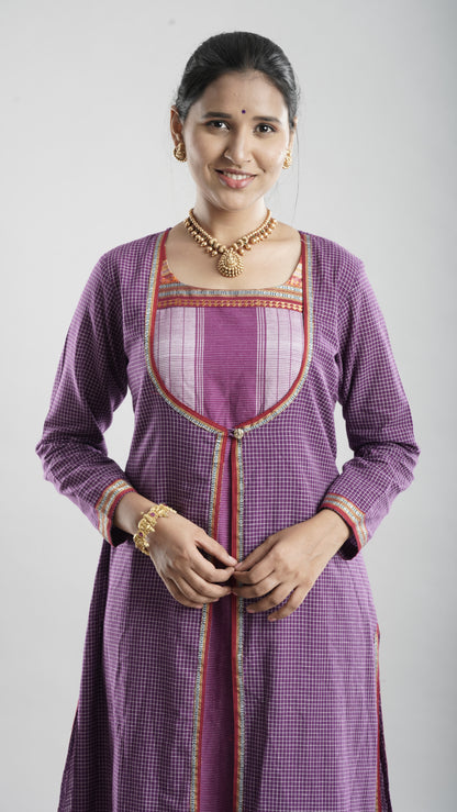 Ethnic Jacket Style Kurta - Purple