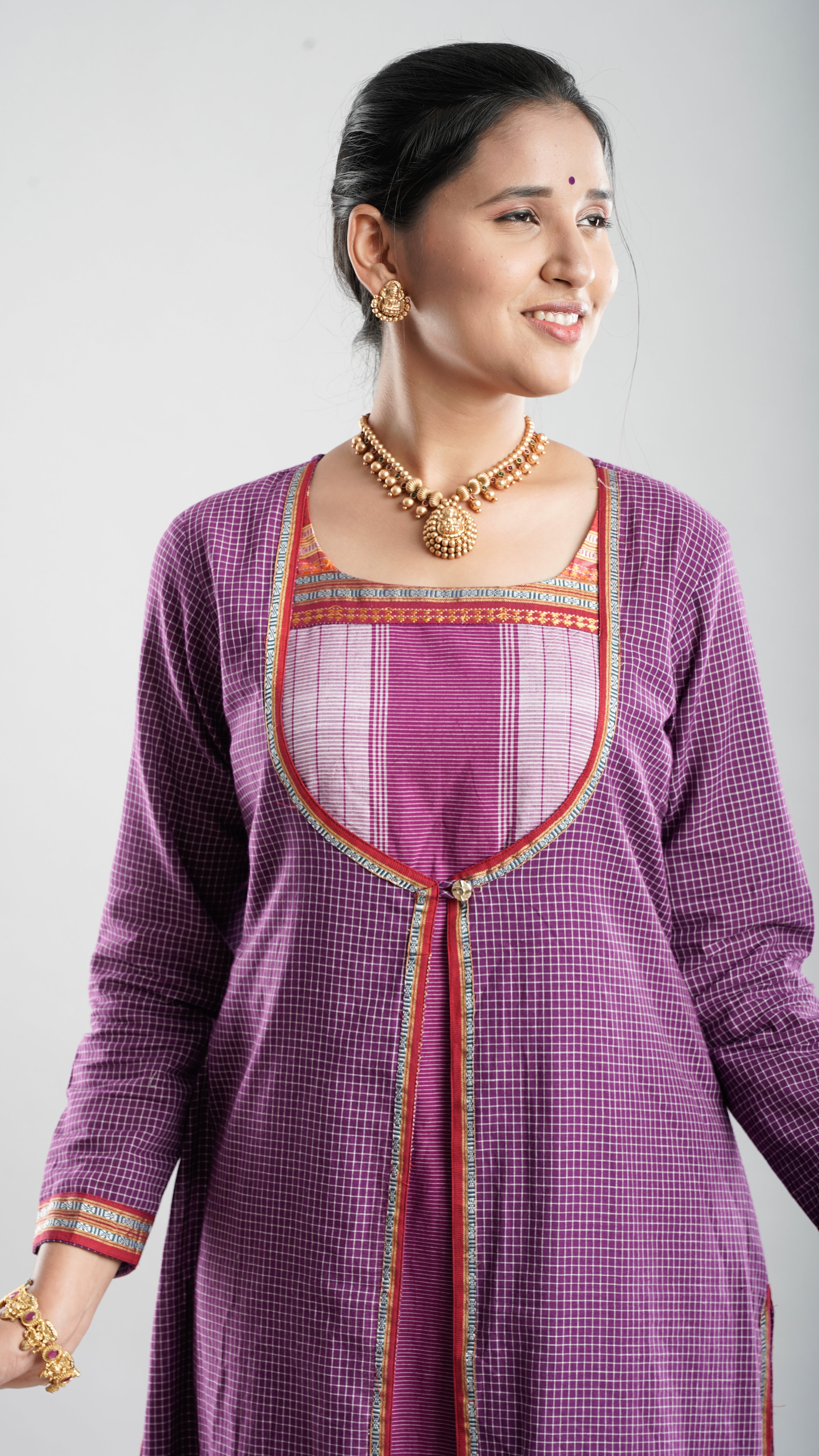 Ethnic Jacket Style Kurta - Purple