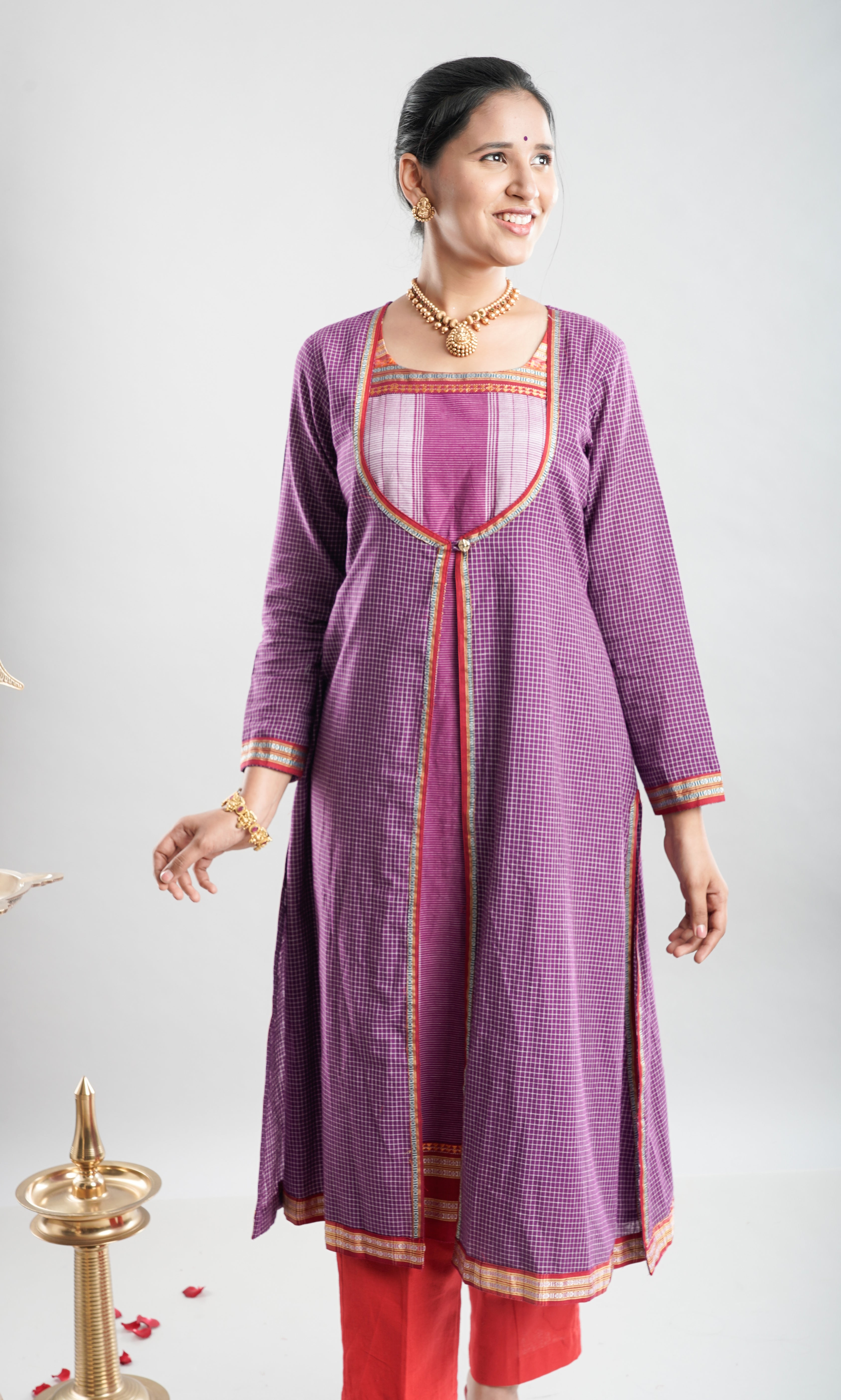 Ethnic Jacket Style Kurta - Purple