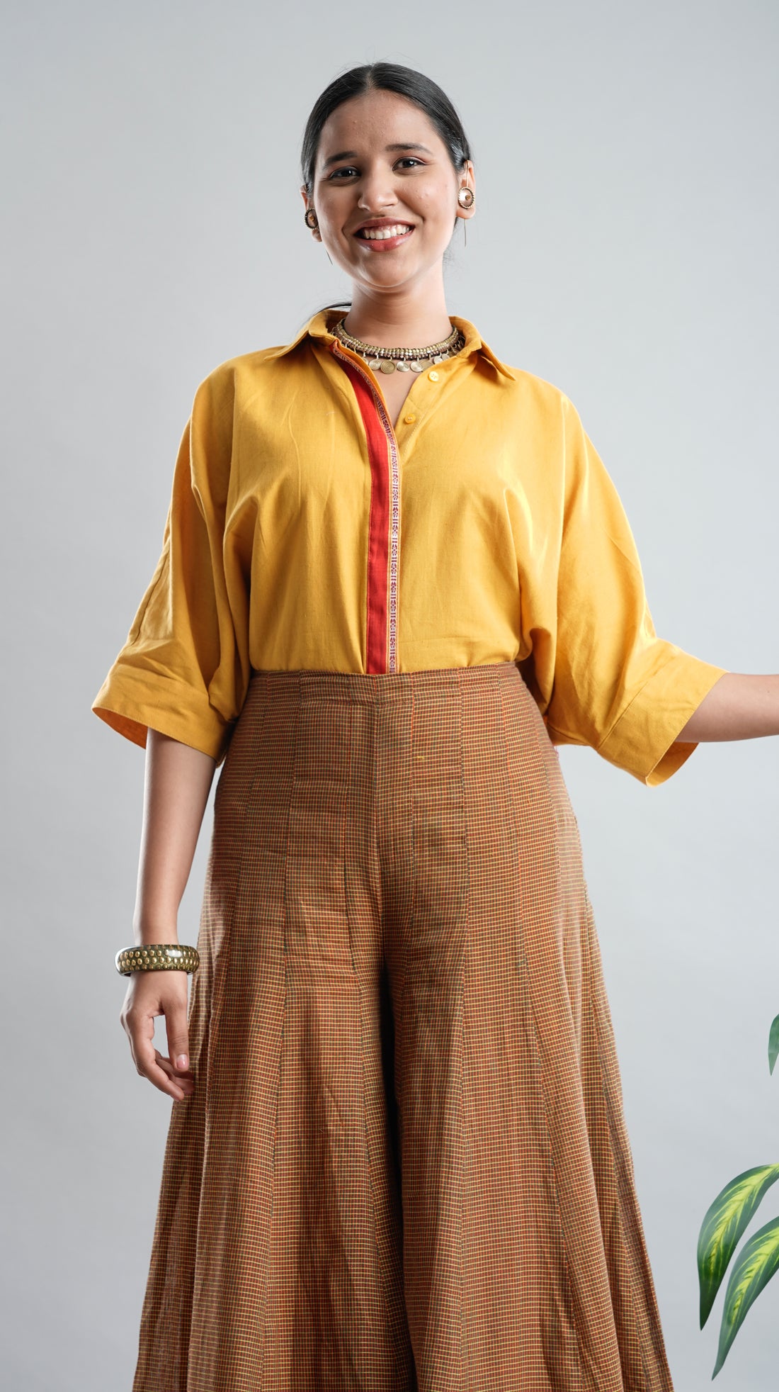 Yellow Shirt and Kunbi Pant Set