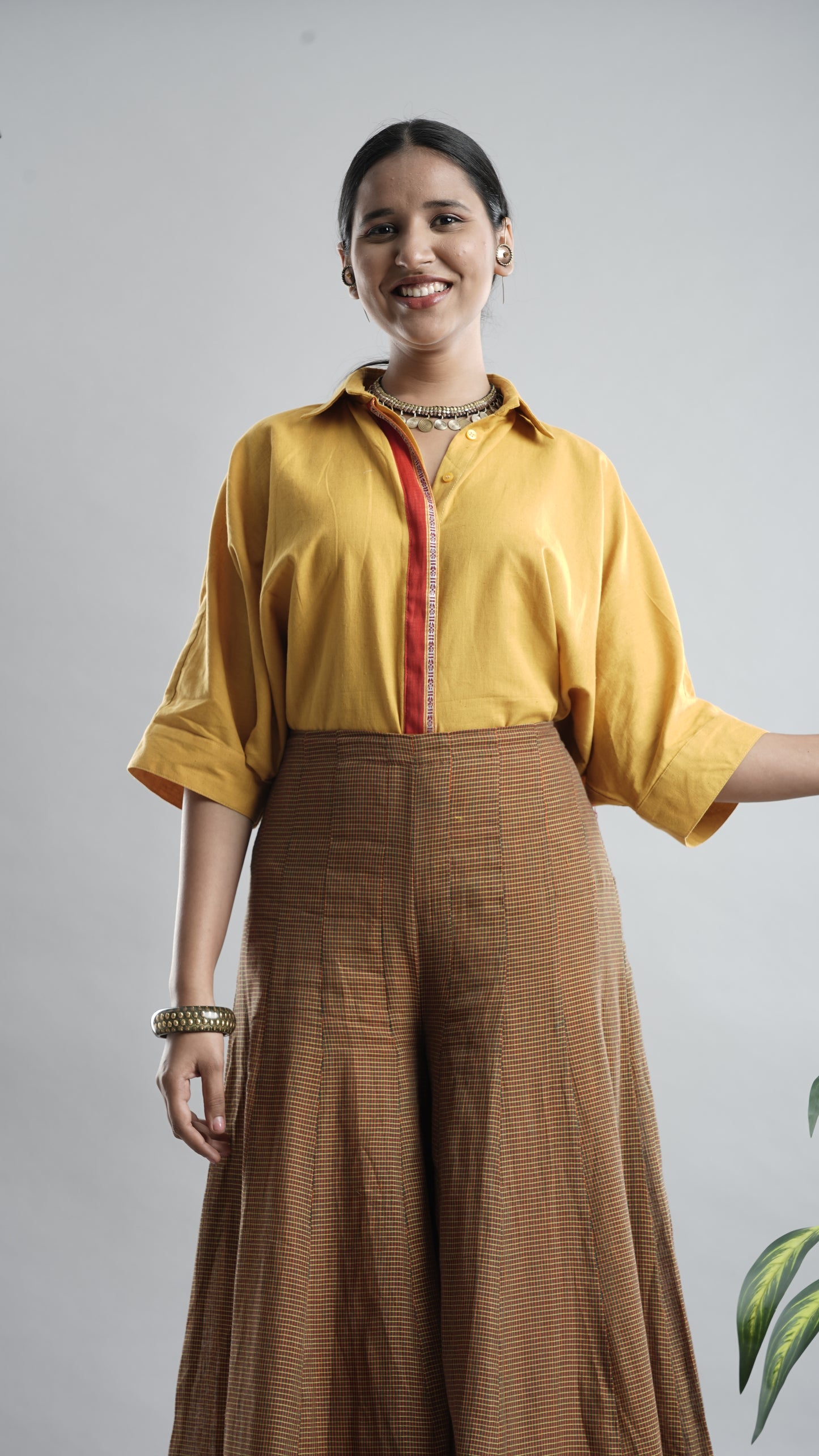 Yellow Shirt and Kunbi Pant Set