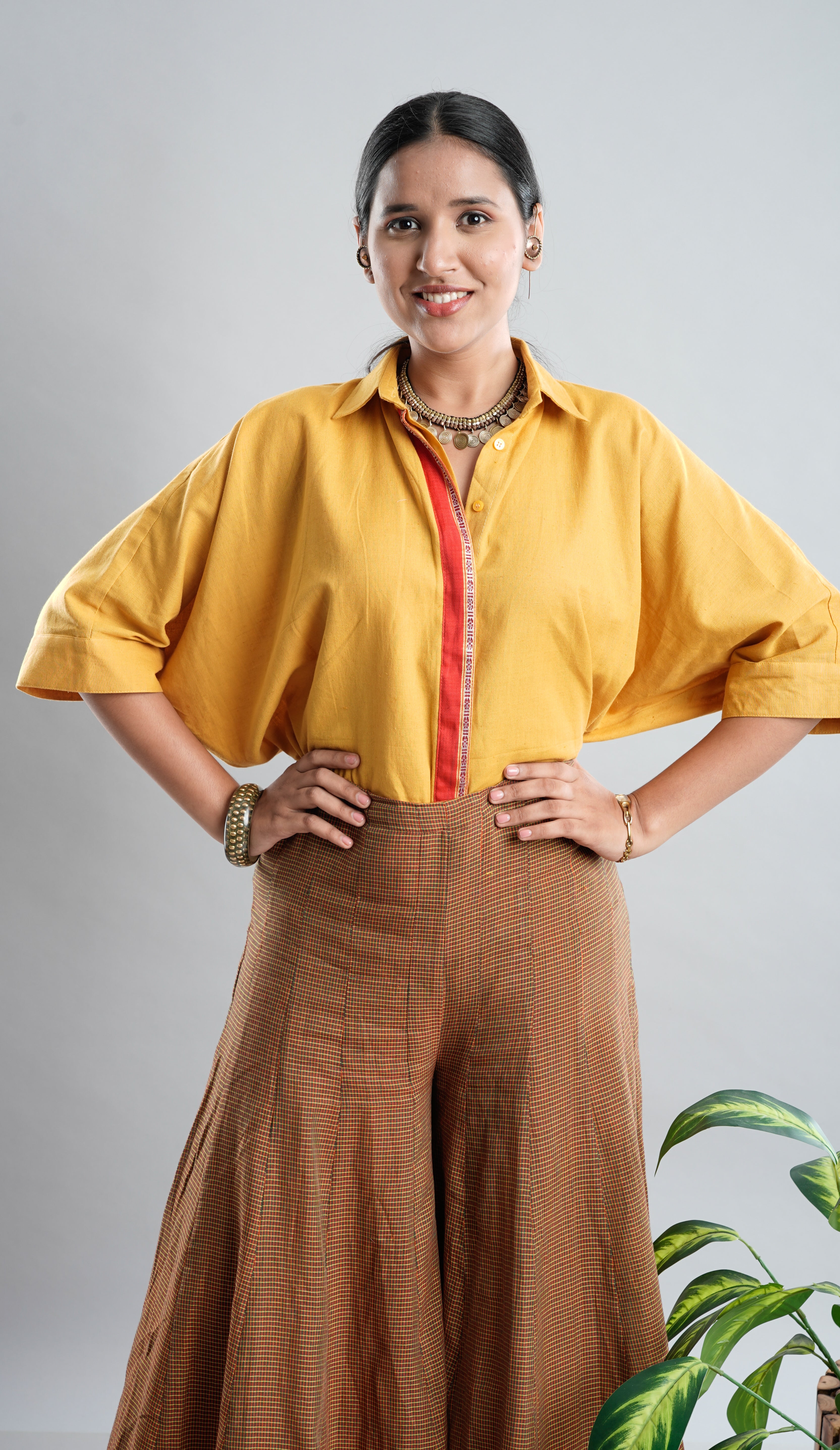 Yellow Shirt and Kunbi Pant Set