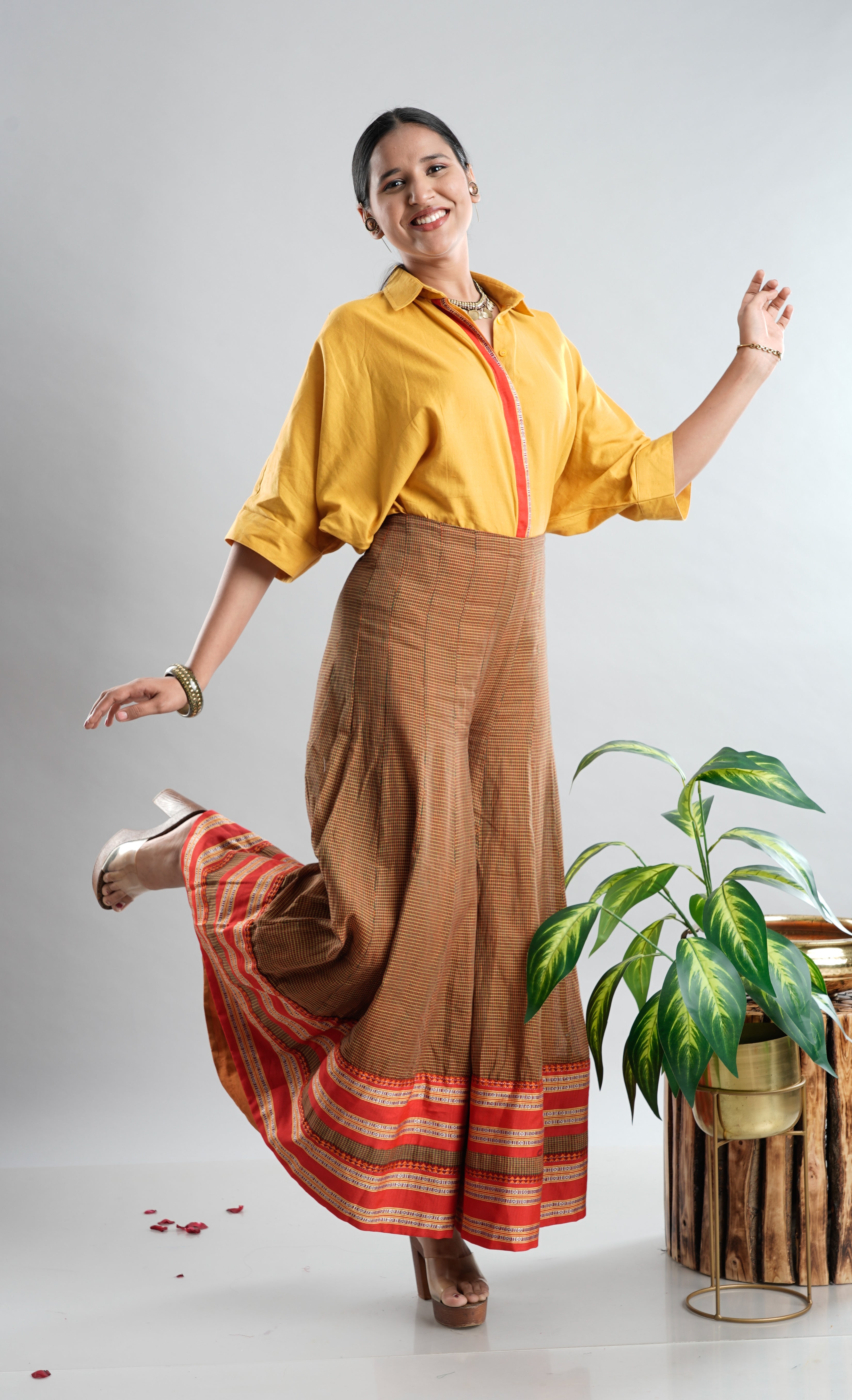 Yellow Shirt and Kunbi Pant Set