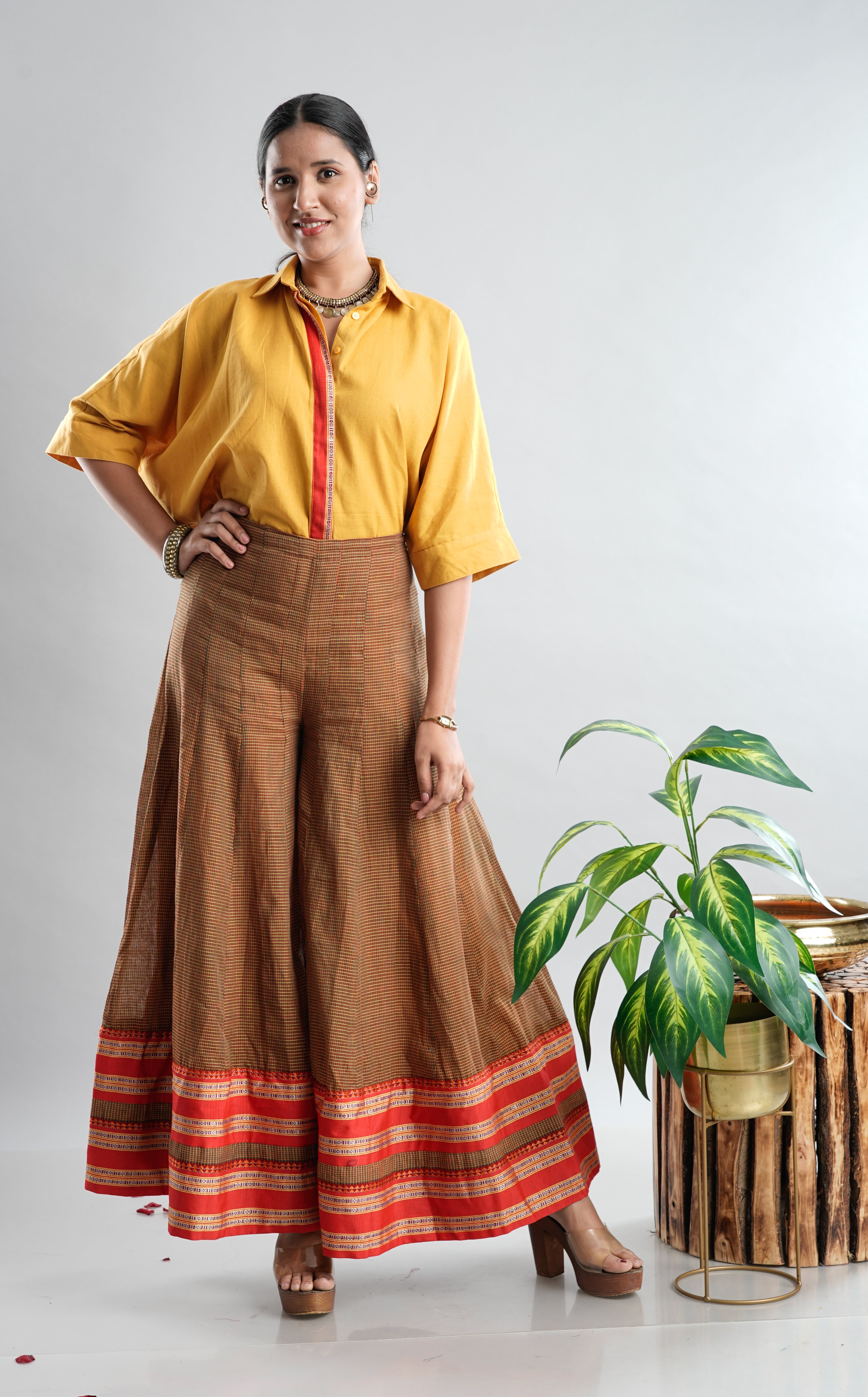 Yellow Shirt and Kunbi Pant Set