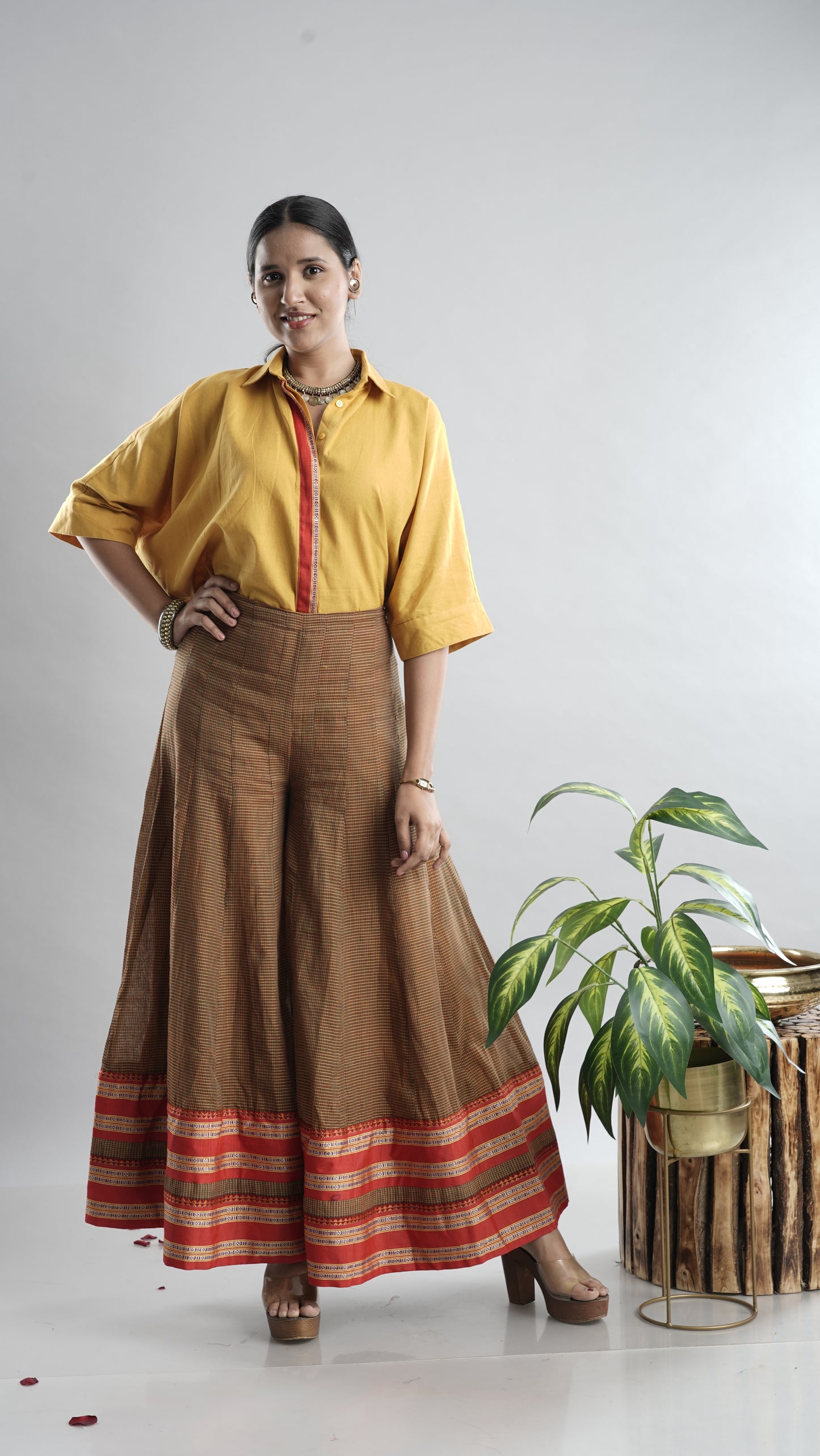 Yellow Shirt and Kunbi Pant Set