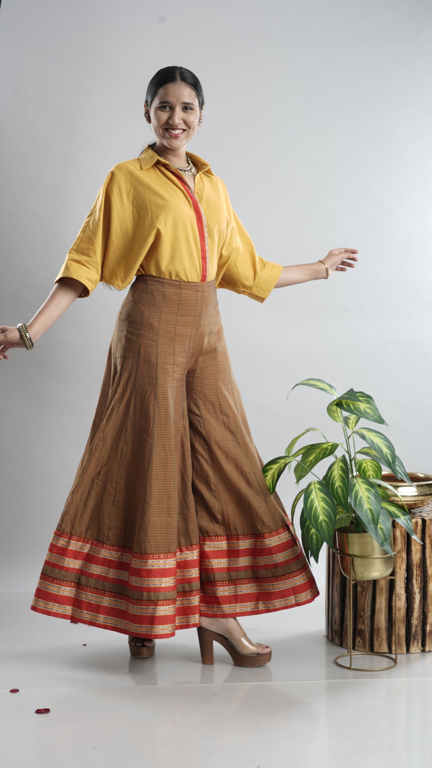 Yellow Shirt and Kunbi Pant Set