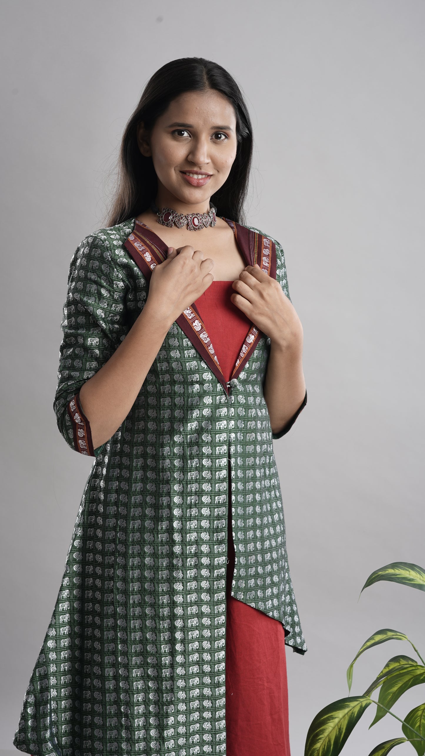 Khan Jacket Dress with Cotton Flax Inner