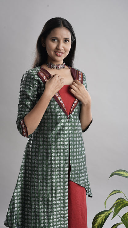 Khan Jacket Dress with Cotton Flax Inner