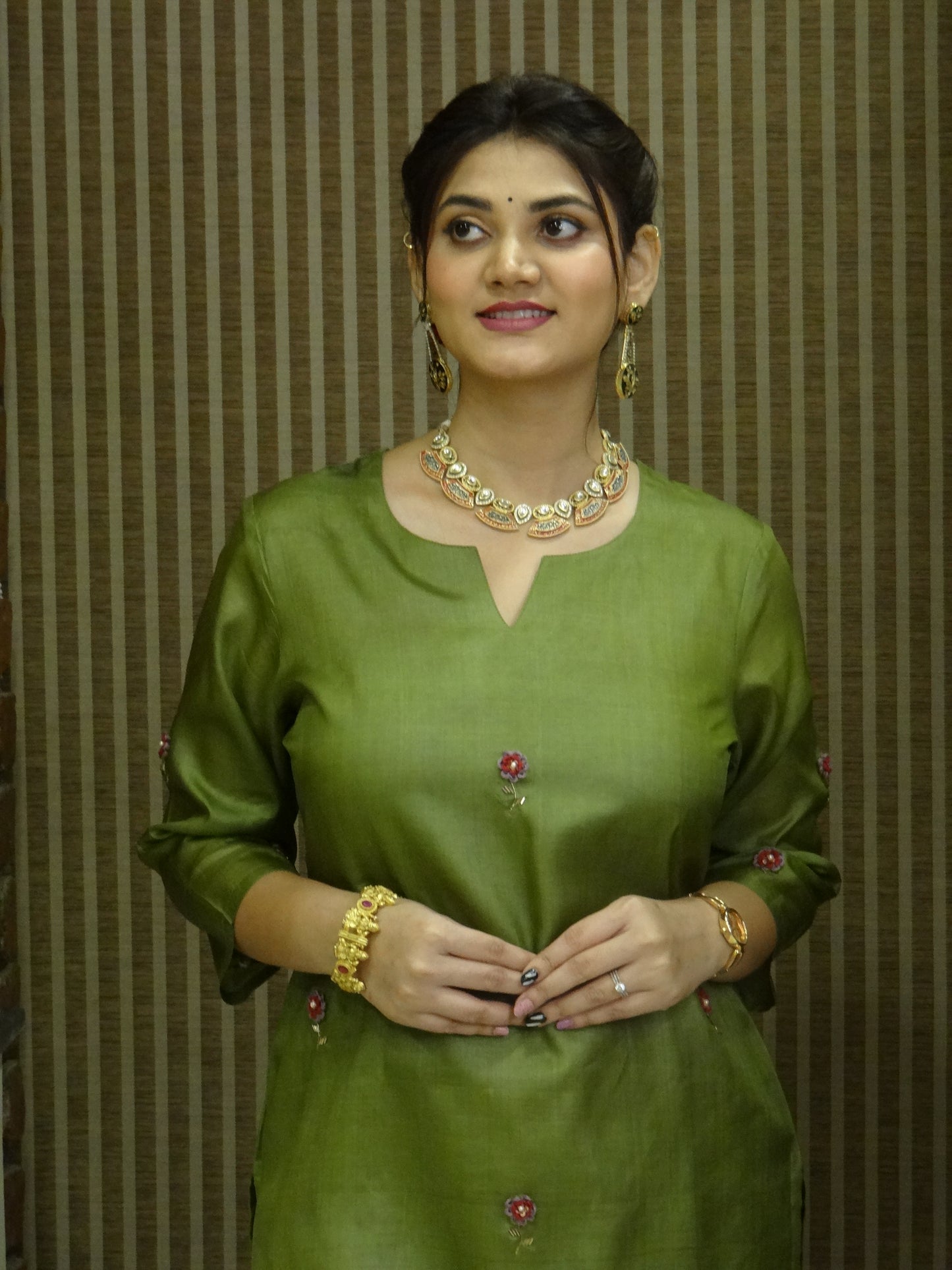 Tussar Chutney Green Kurta