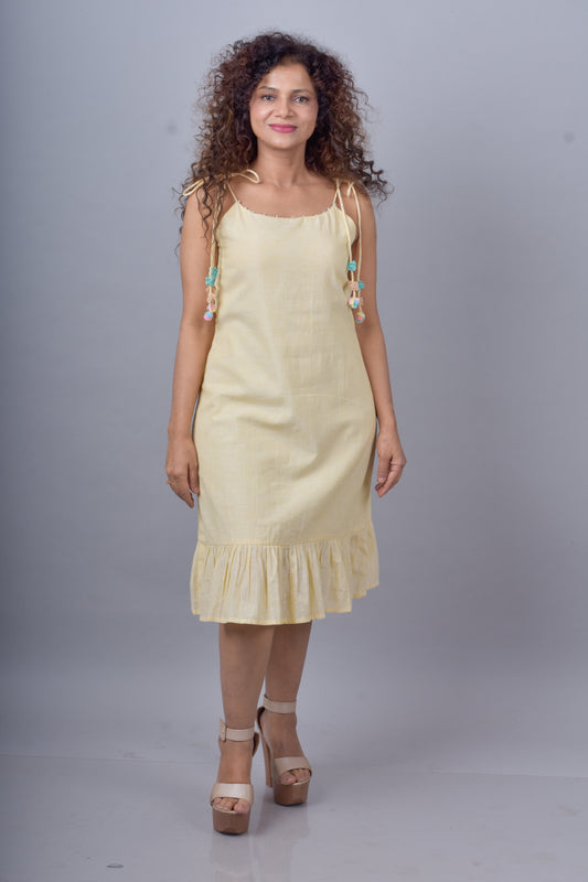 Noodle Stripe With Frill Dress