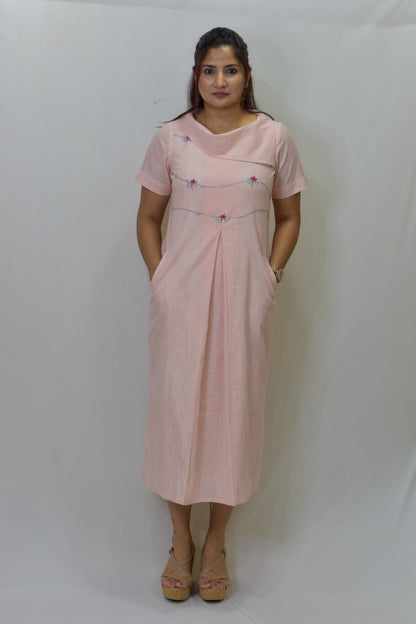 Flap neck box Pleated Dress