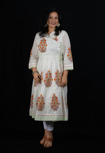 Hand Block Printed Angrakha Kurta