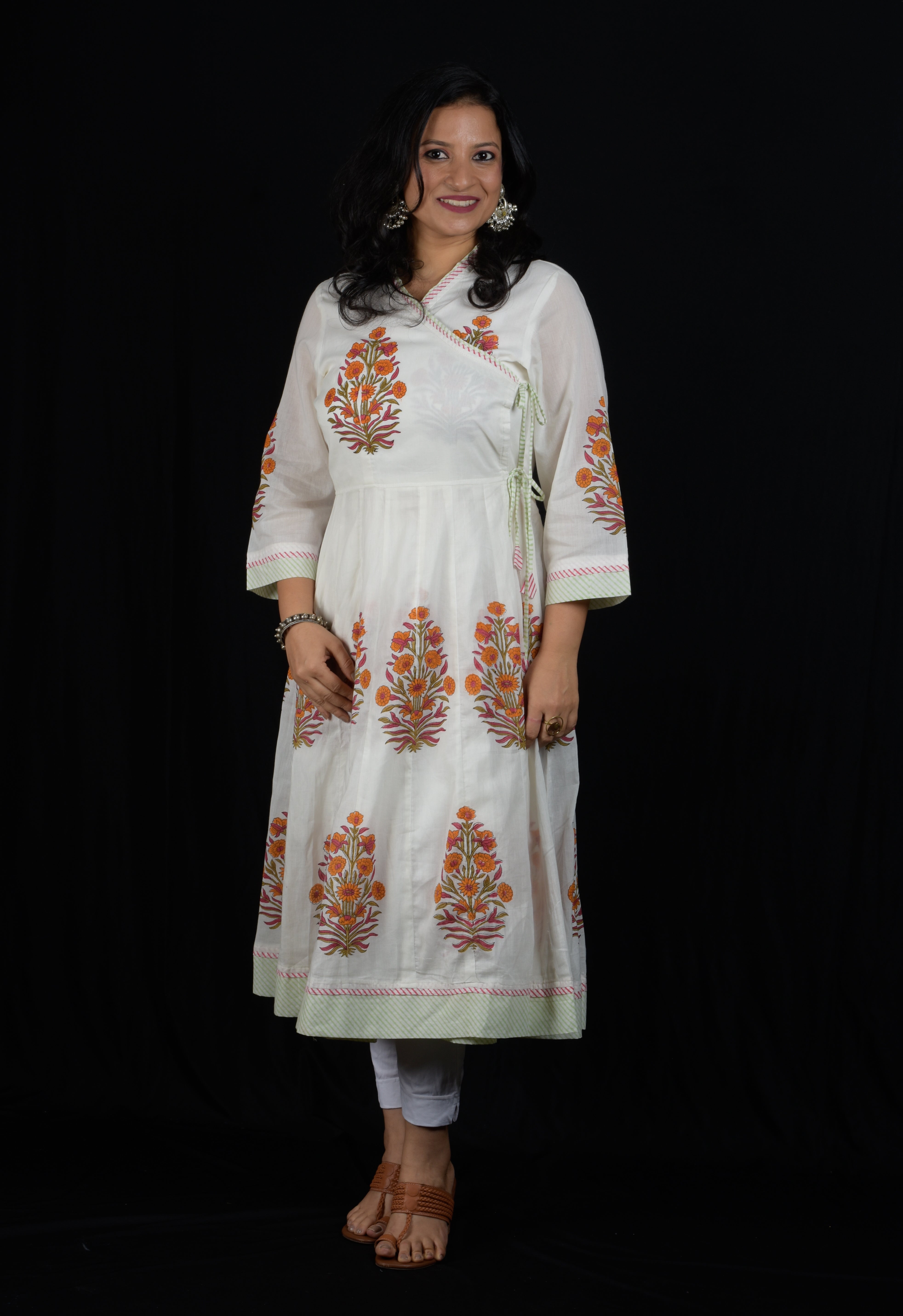 Hand Block Printed Angrakha Kurta