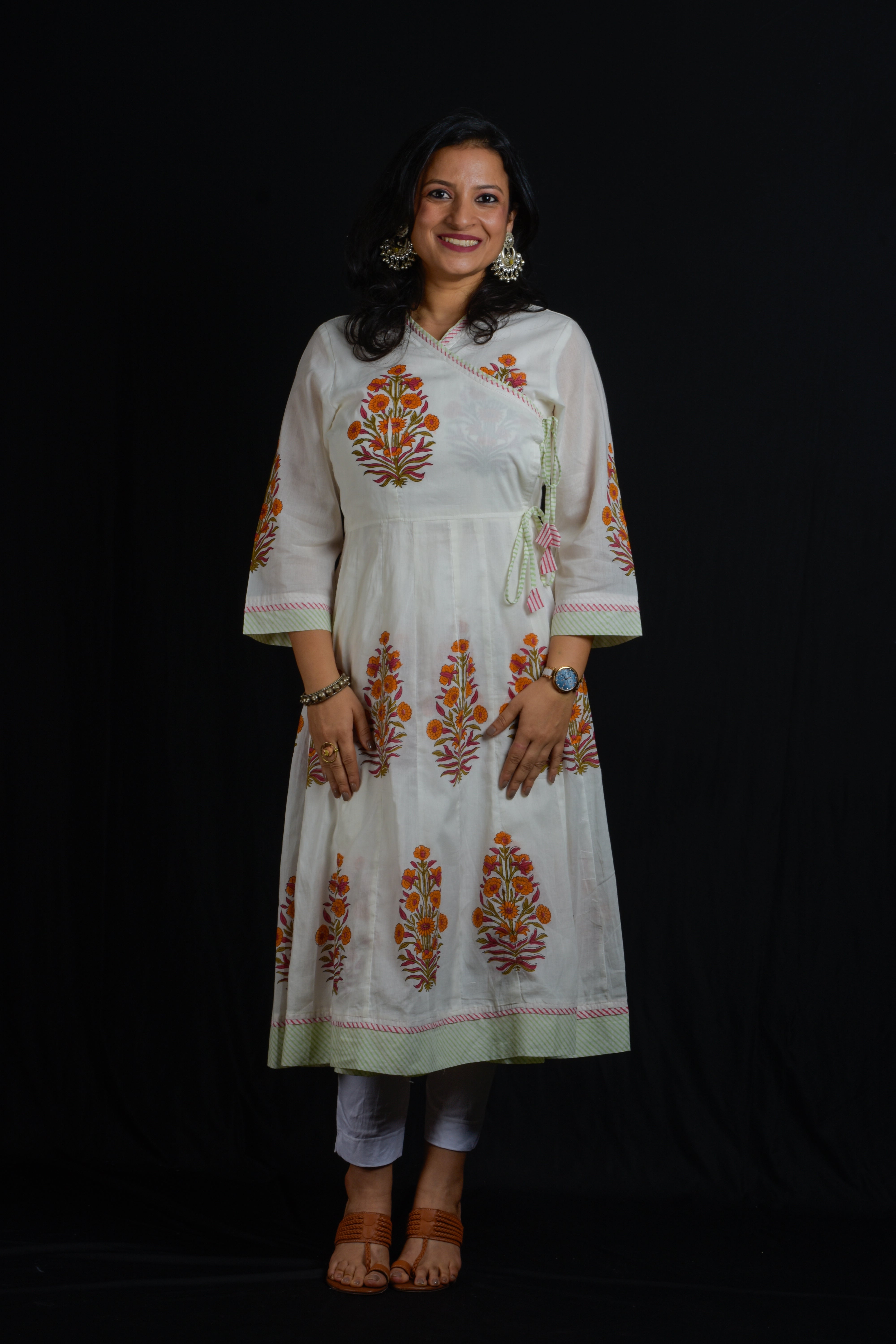 Hand Block Printed Angrakha Kurta