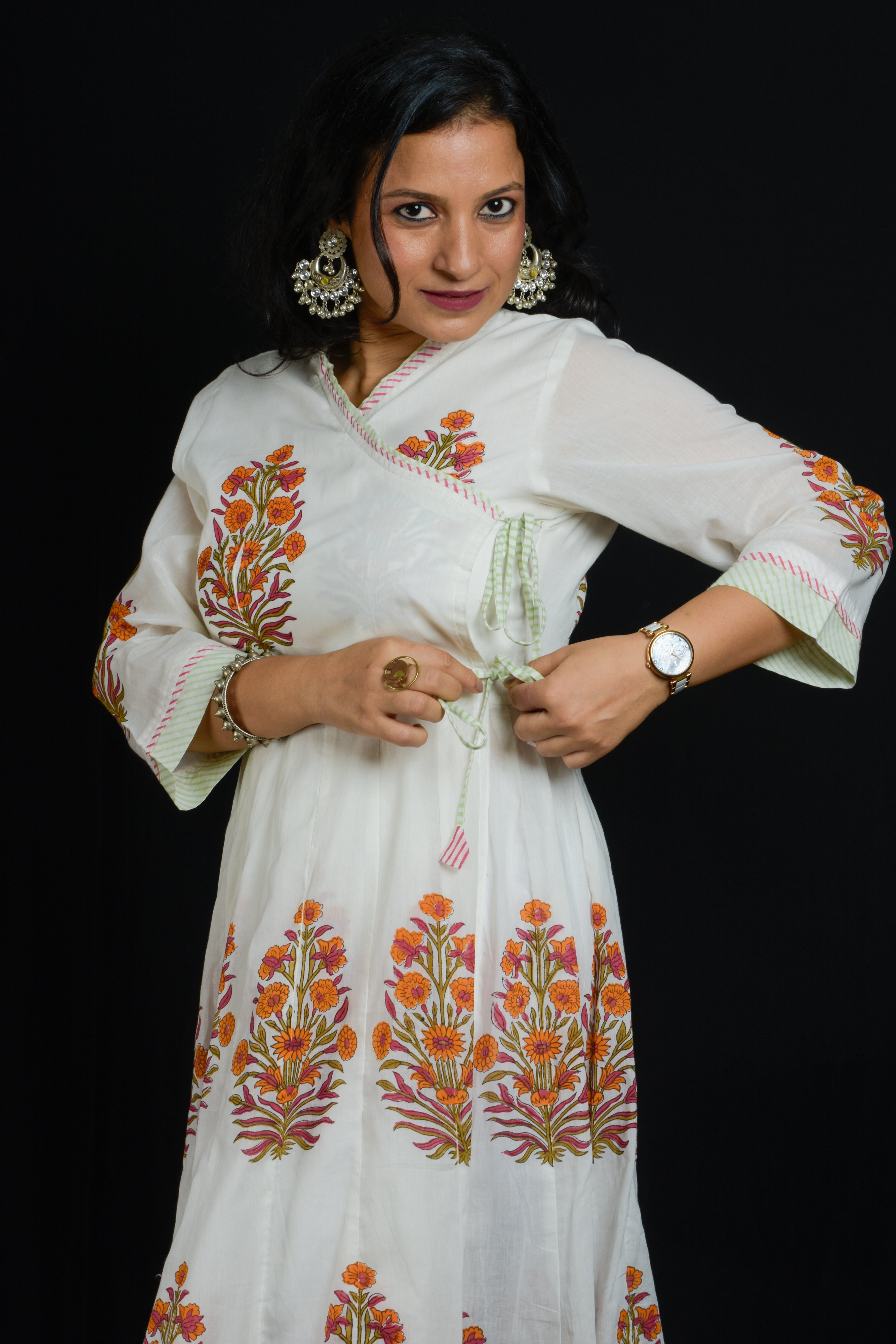Hand Block Printed Angrakha Kurta