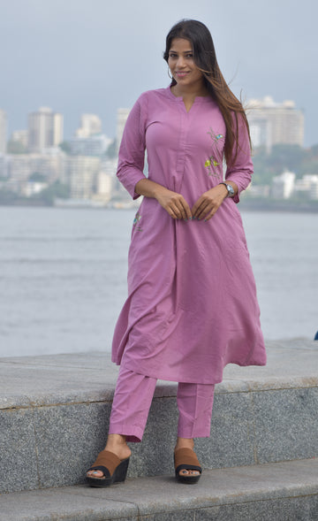 Flying Flamingo on Pocket Co-ord set - purple