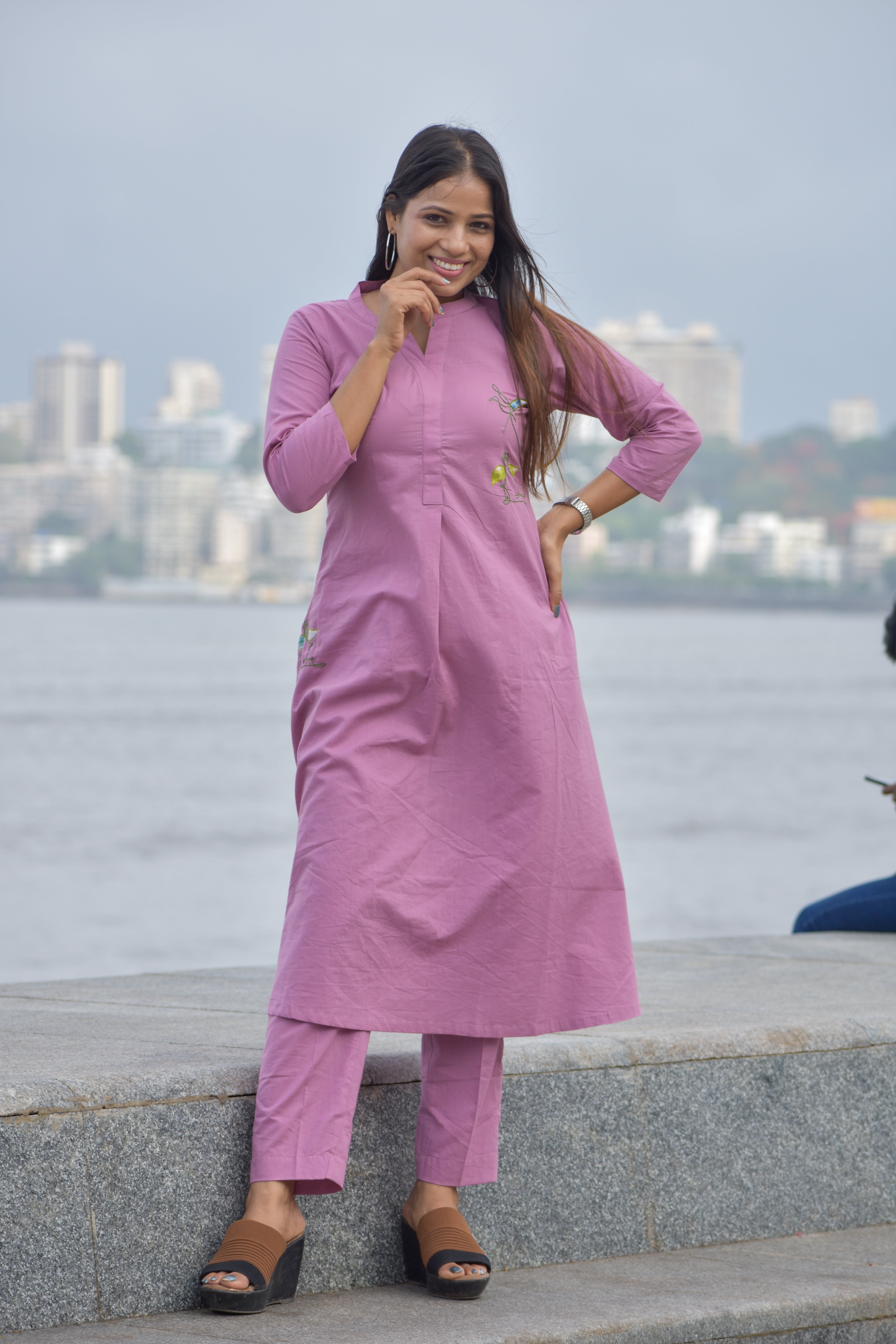 Flying Flamingo on Pocket Co-ord set - purple