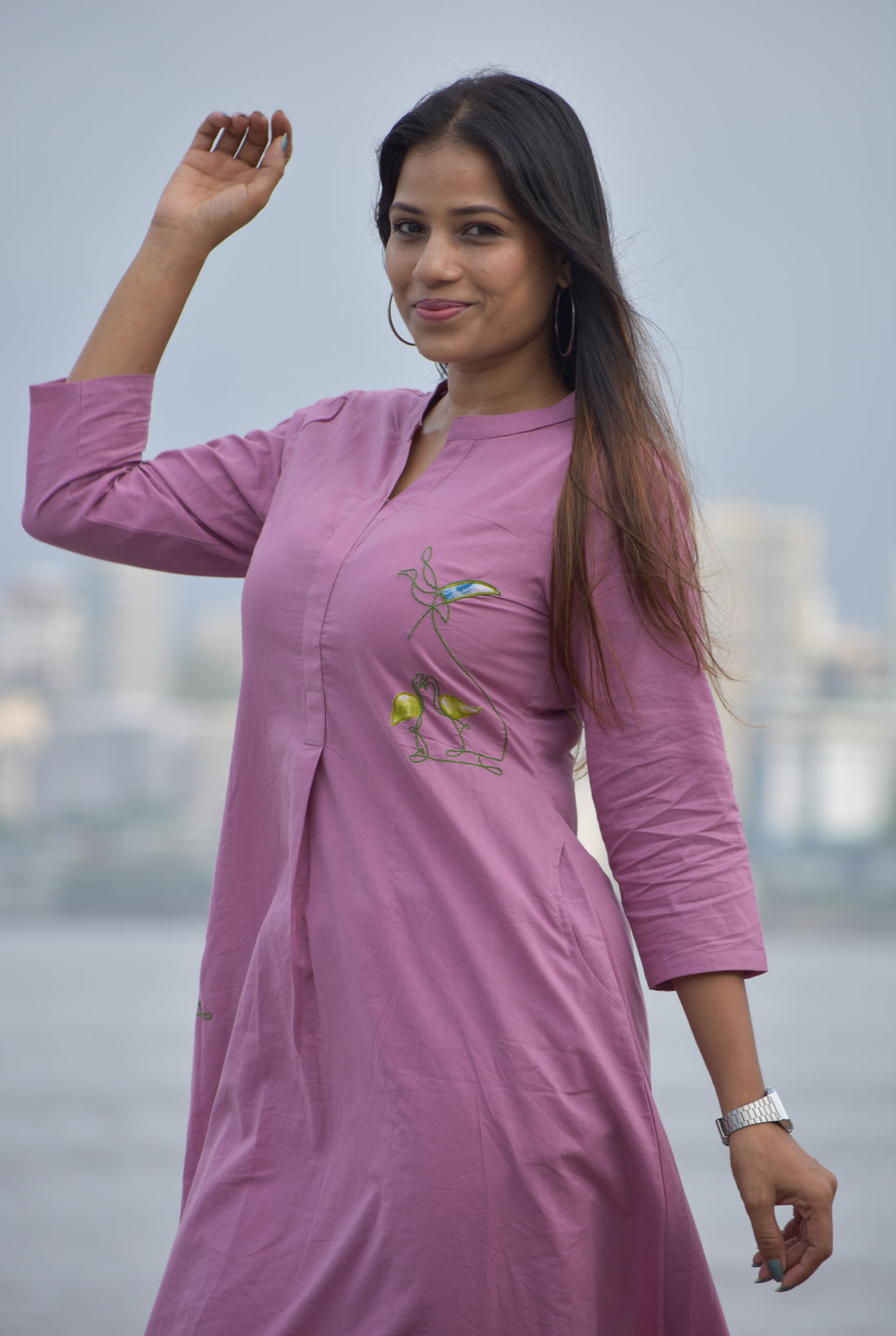 Flying Flamingo on Pocket Co-ord set - purple