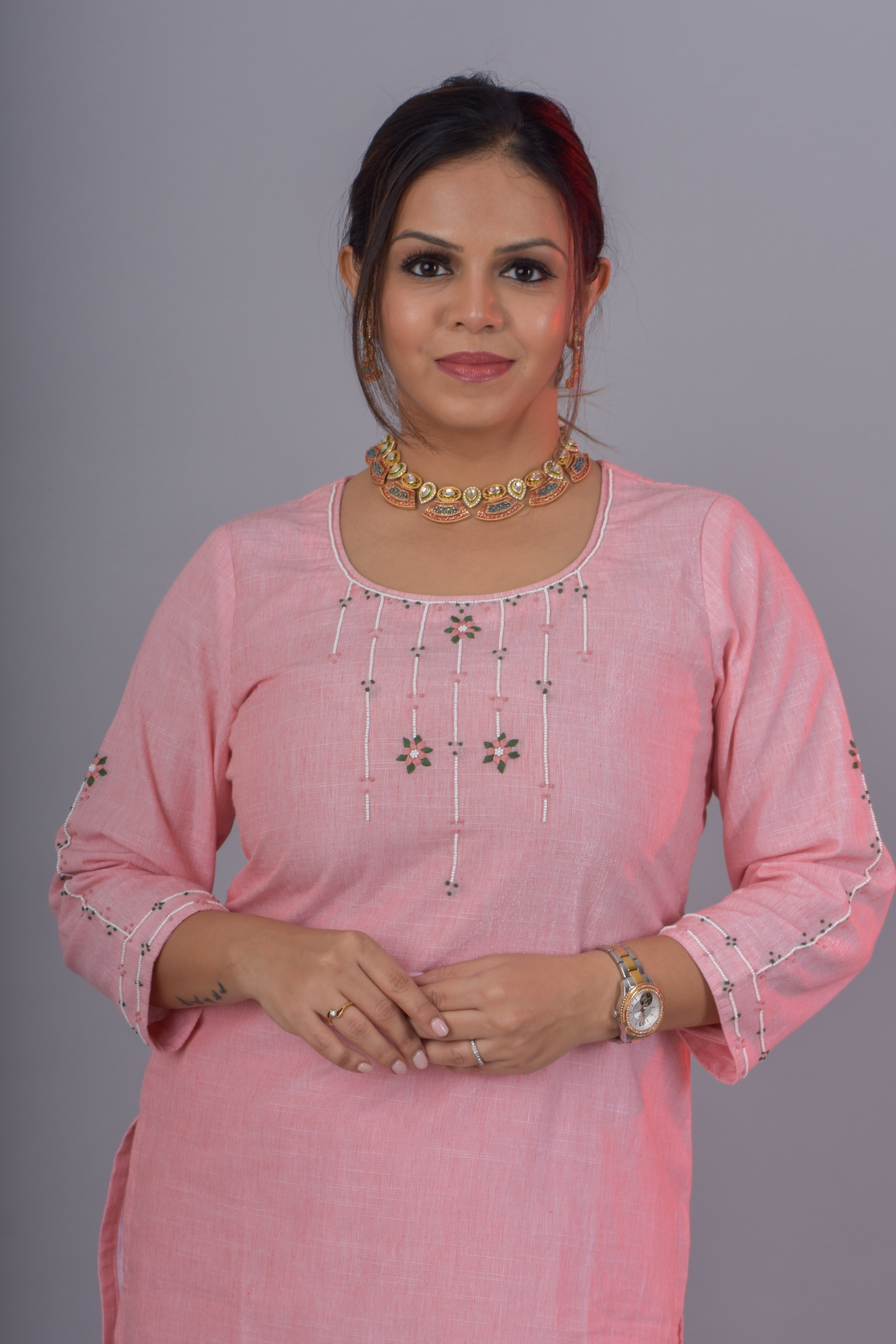 Pearl Embroidered Kurta Pant Dupatta Set