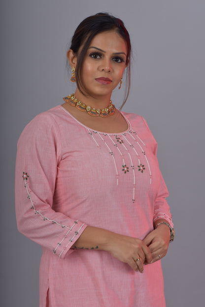 Pearl Embroidered Kurta Pant Dupatta Set