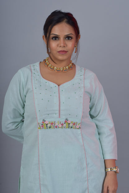 Yoke Embroidered Kurta Pant Set