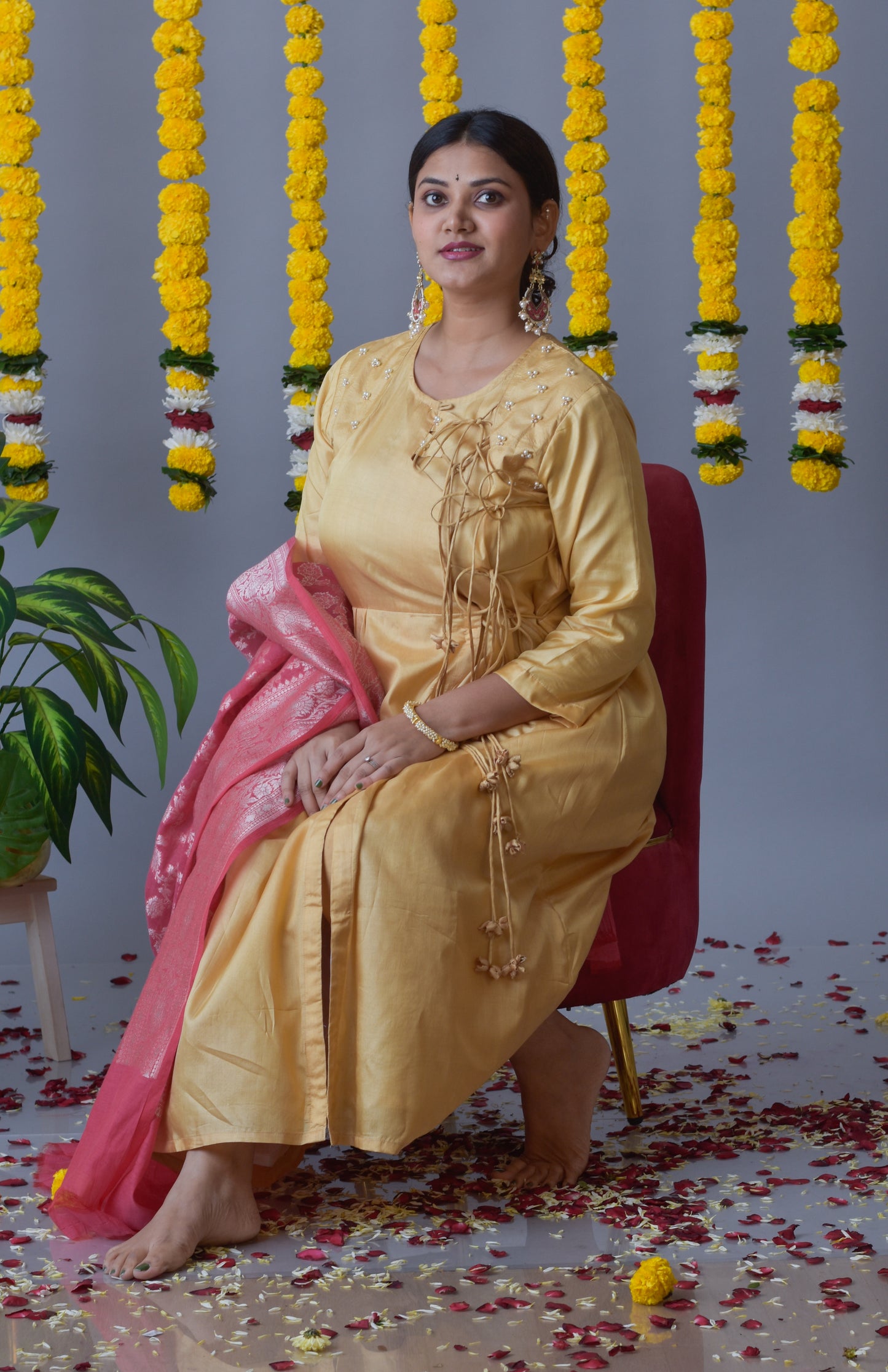 Tussar Silk Angarkha Dress