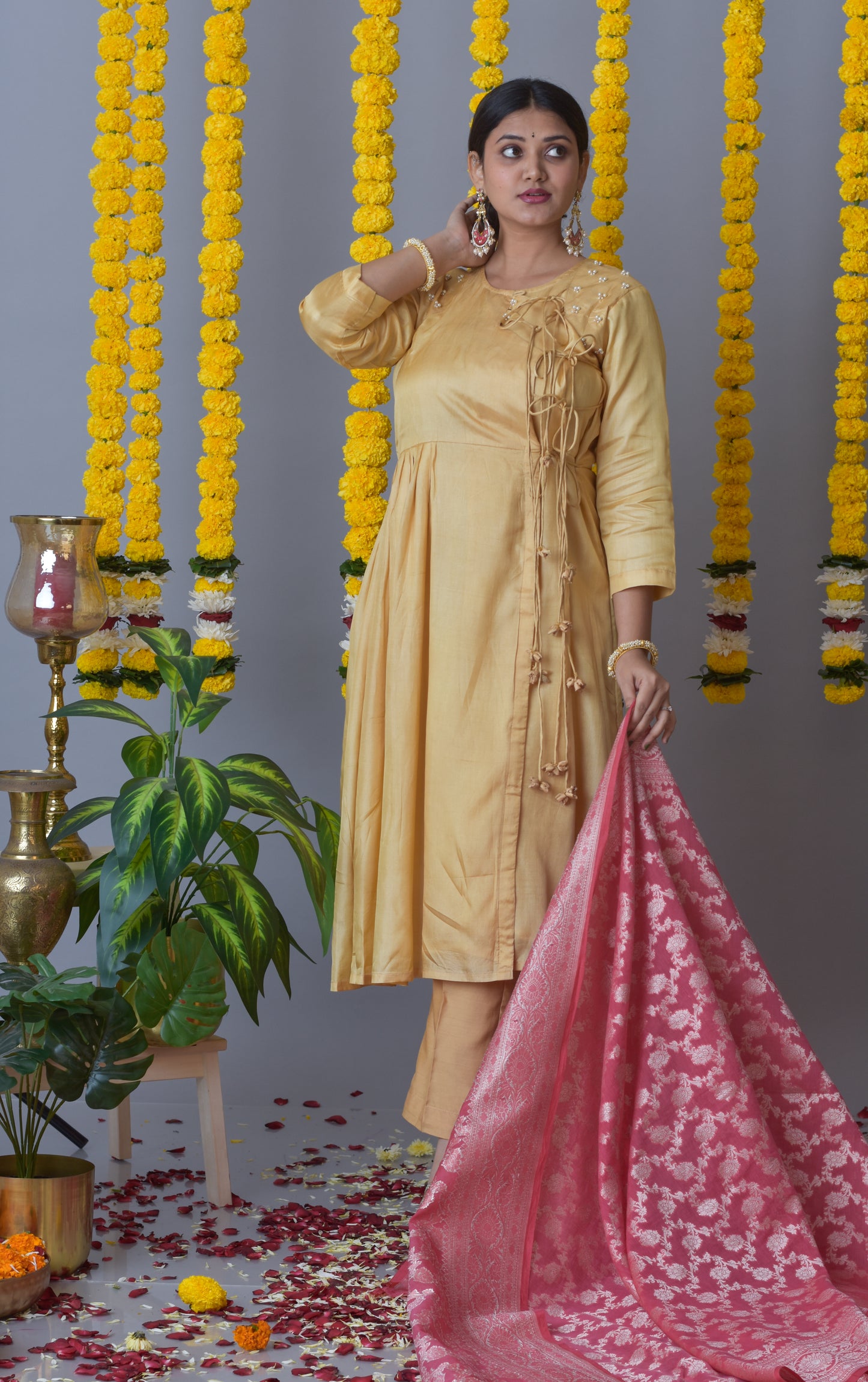 Tussar Silk Angarkha Dress