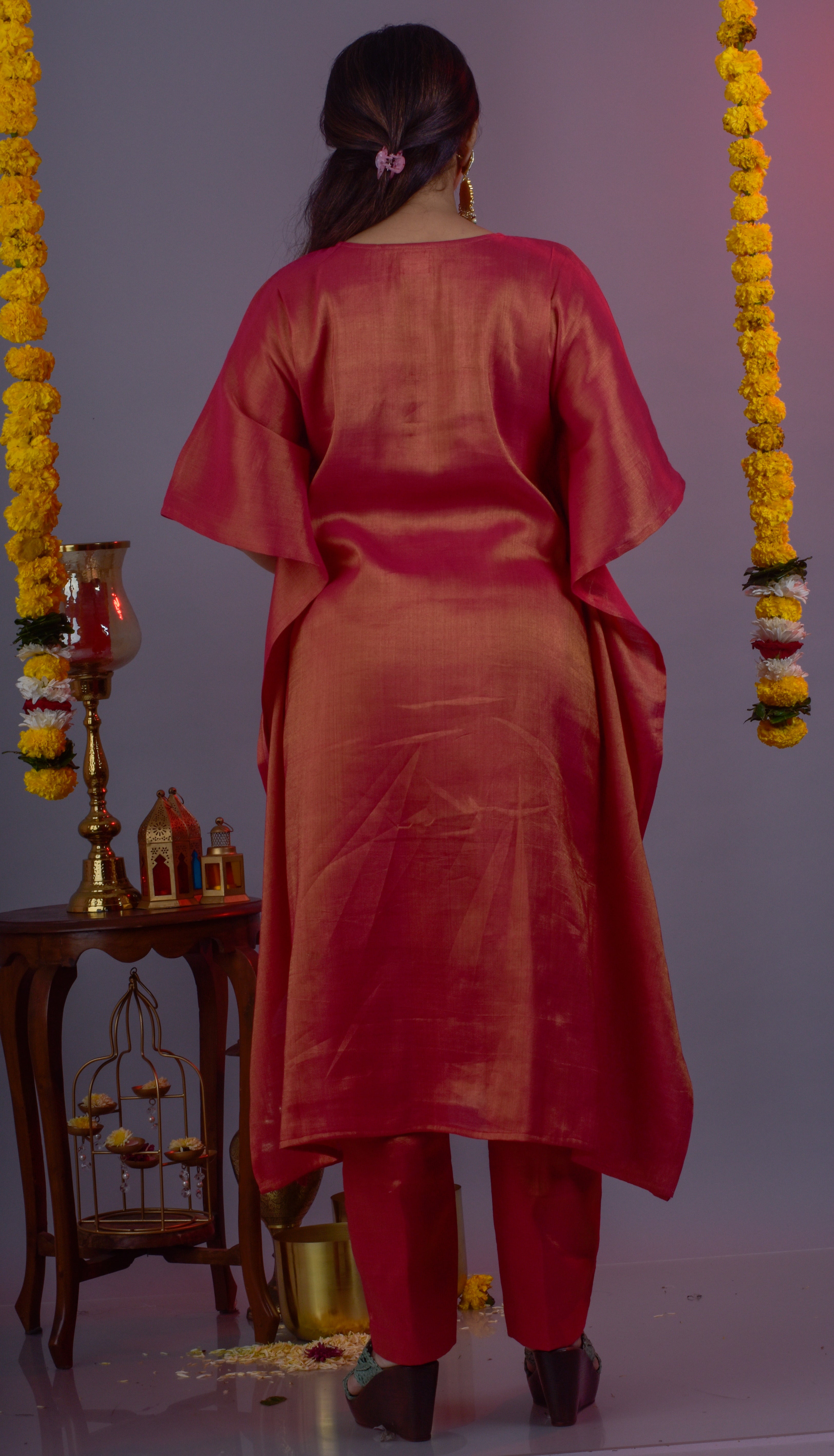 Kaftan and pant set (Pink)