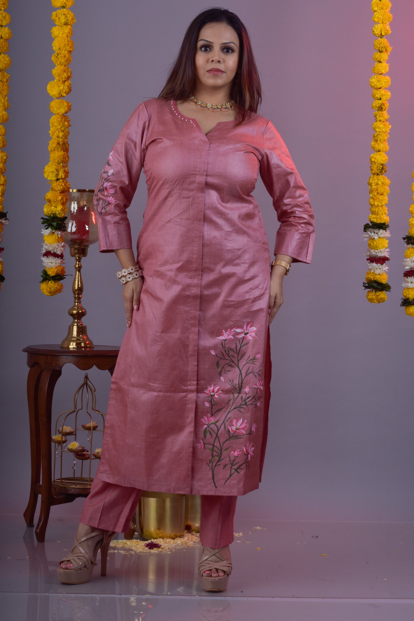 Tussar Silk Painted Kurta Pant