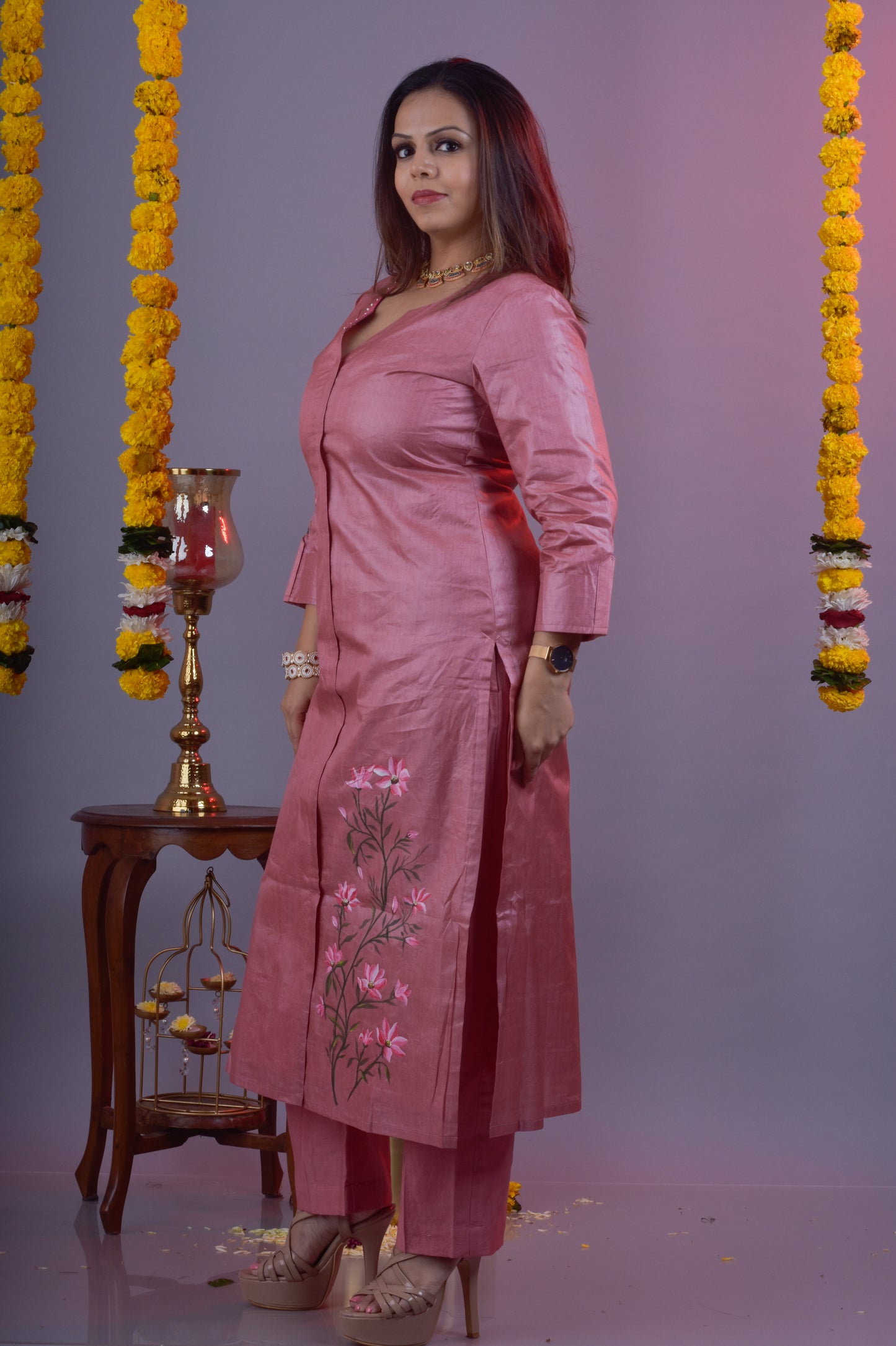 Tussar Silk Painted Kurta Pant