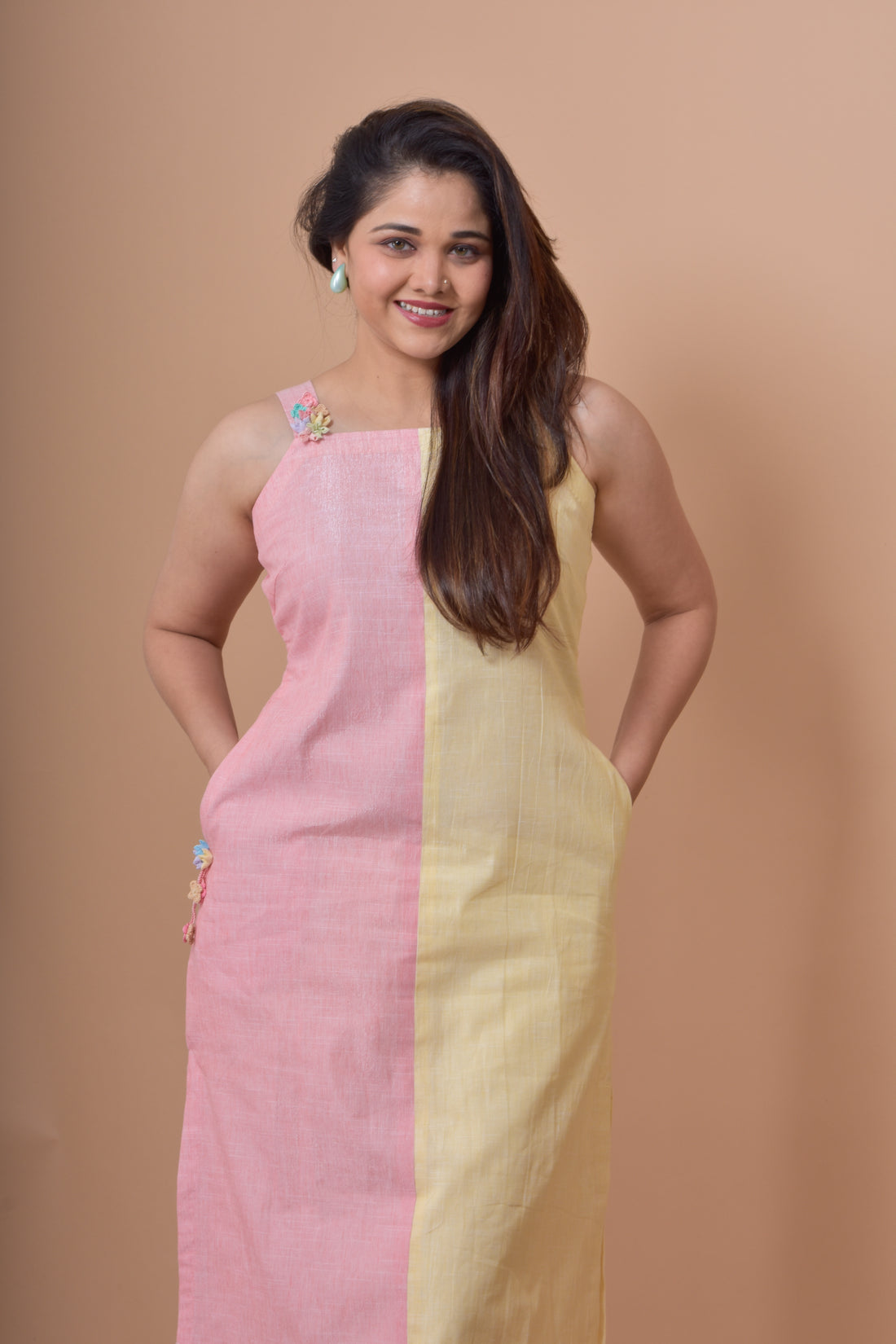 Half And Half Cord Set - Yellow with Pink