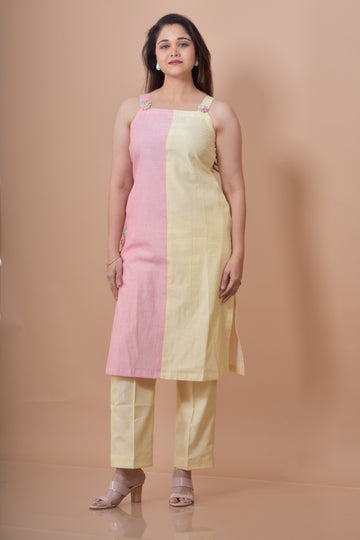 Half And Half Cord Set - Yellow with Pink