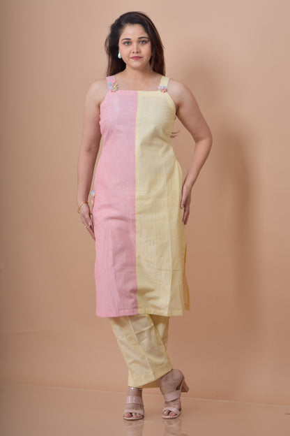 Half And Half Cord Set - Yellow with Pink
