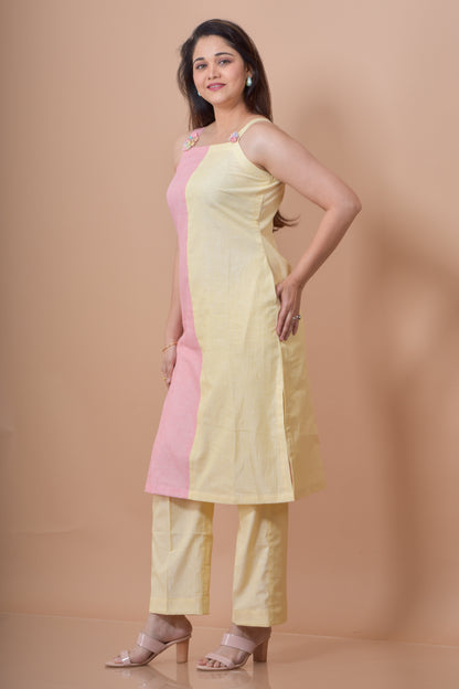 Half And Half Cord Set - Yellow with Pink